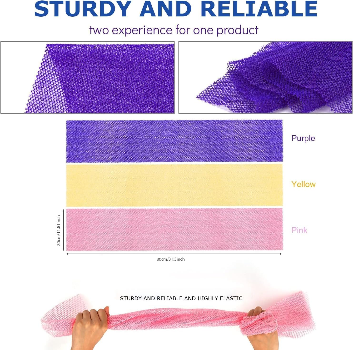 ujfqbh 3 pieces african bath sponge pink yellow purple exfoliating shower body scrubber
