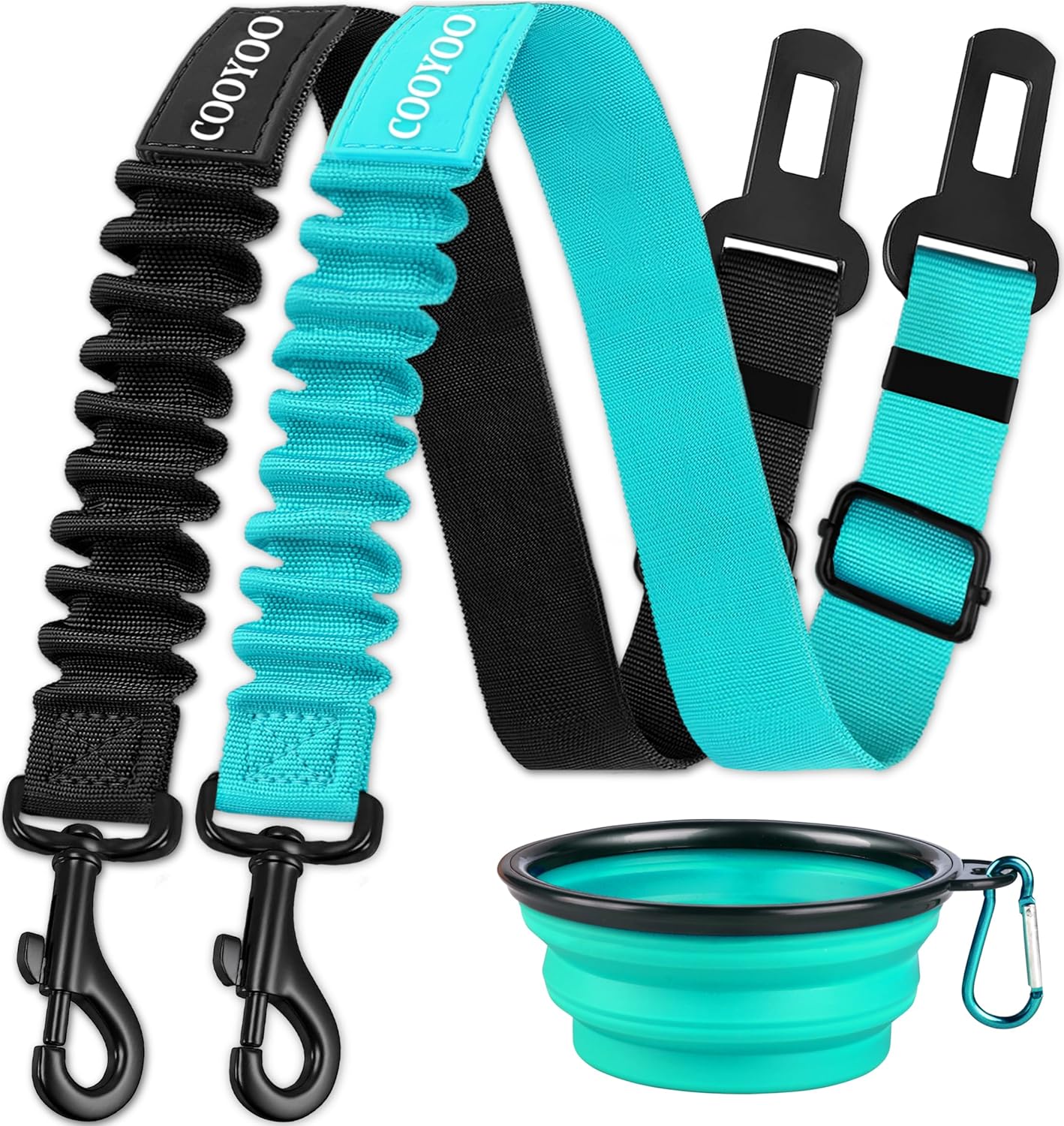 cooyoo dog seat belt 3 piece set adjustable nylon pet safety harness heavy duty elastic