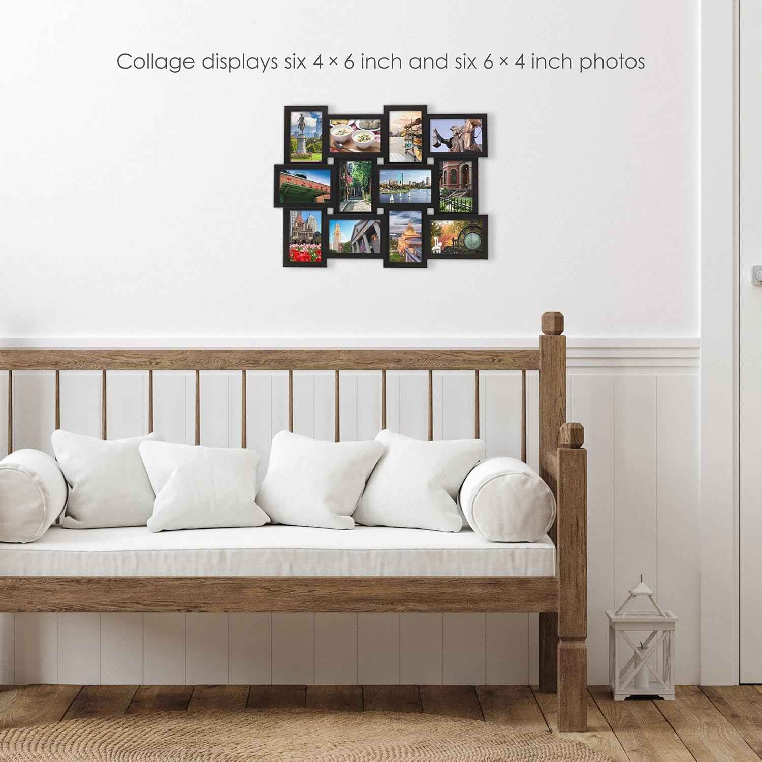 Melannco 18x23 Inch Black Collage Picture Frame - Multi-photo Frame with 12 Openings - Six 6x4 and Six 4x6 Slots - Wall Mounted Gallery Frame for Family Photos - Home Decor Multi-picture Frame