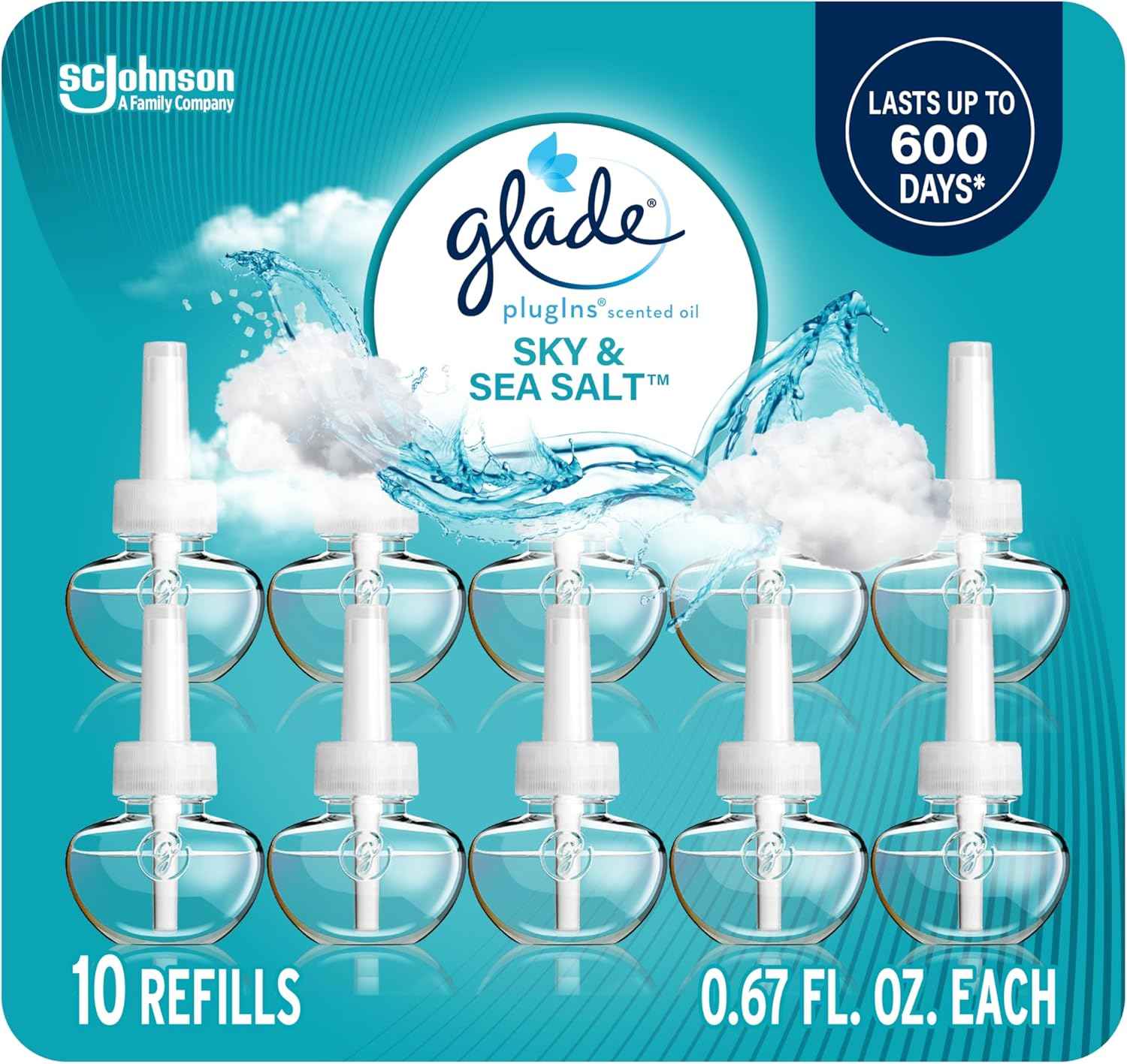 Glade PlugIns Refills Air Freshener, Scented and Essential Oils for Home and Bathroom, Hawaiian Breeze, 6.7 Fl Oz, 10 Count