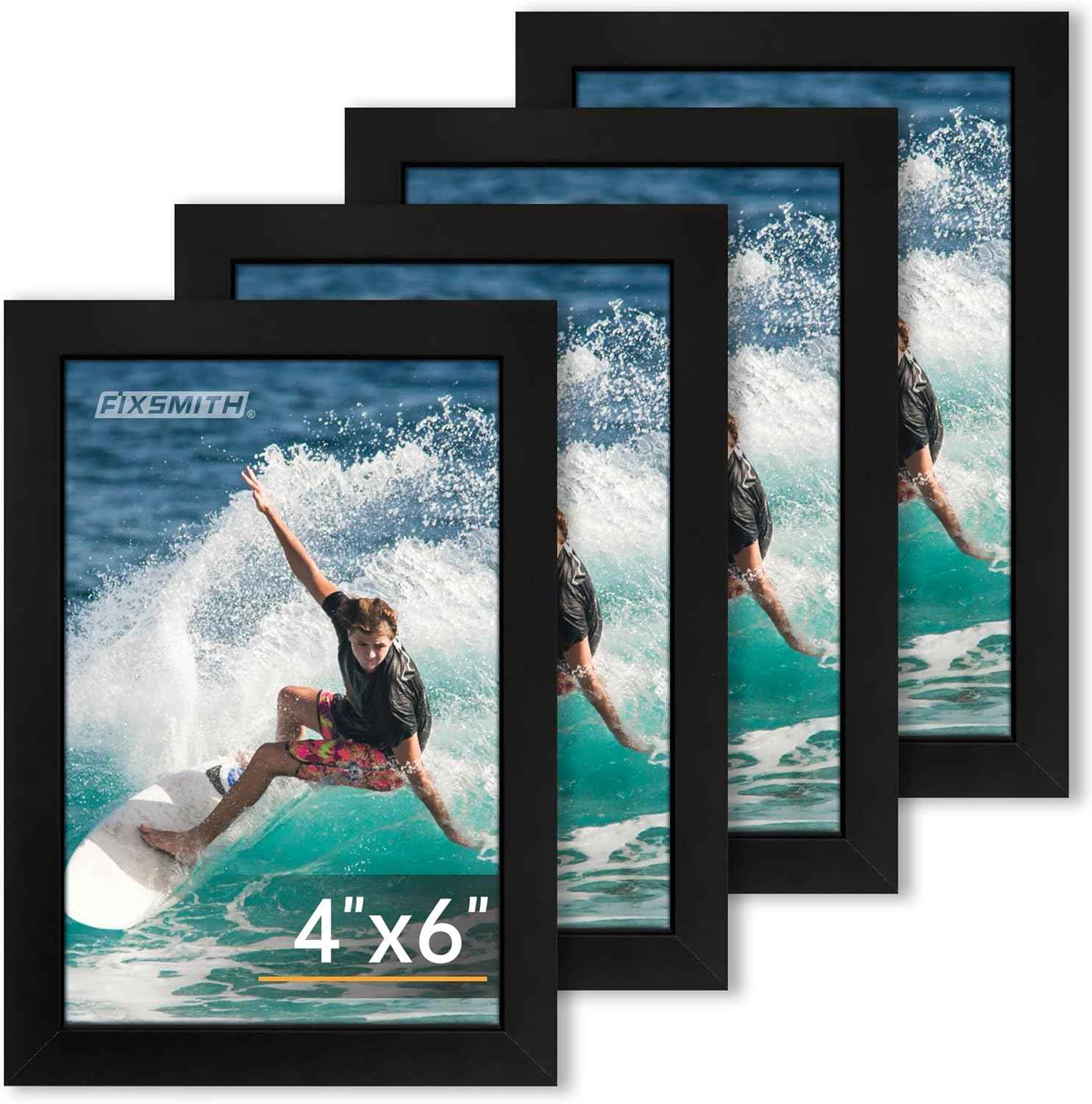 FIXSMITH 8x10 Picture Frame Set of 2, Photo Frame with HD Plexiglass, Display Pictures 5x7 with Mat or 8x10 Without Mat Multi Picture Frames Collage for Tabletop or Wall Display, Black