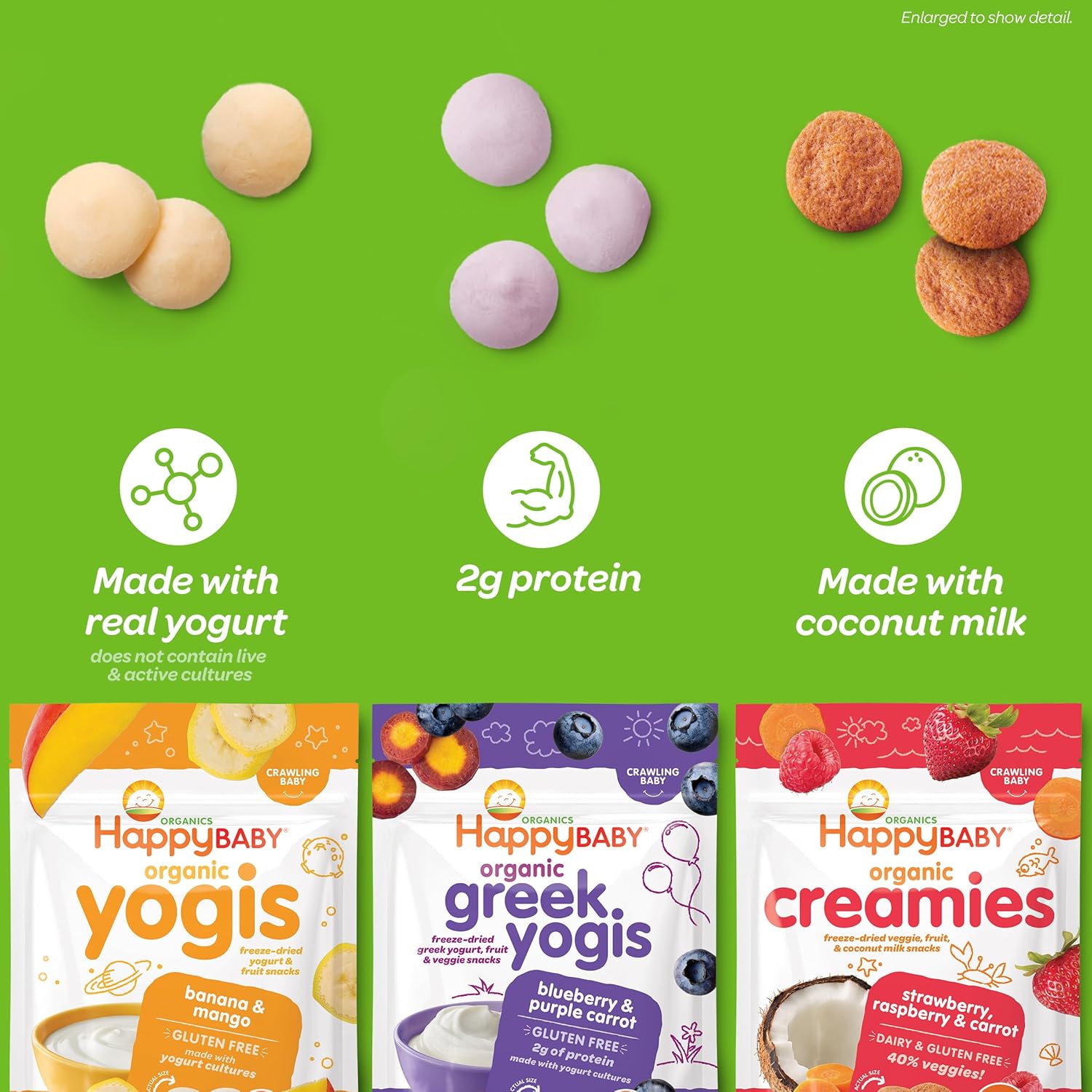 Happy Baby Organics 3 Flavor Yogis Freeze-Dried Yogurt & Fruit Snacks Variety Pack, 1 Ounce, 3 Count