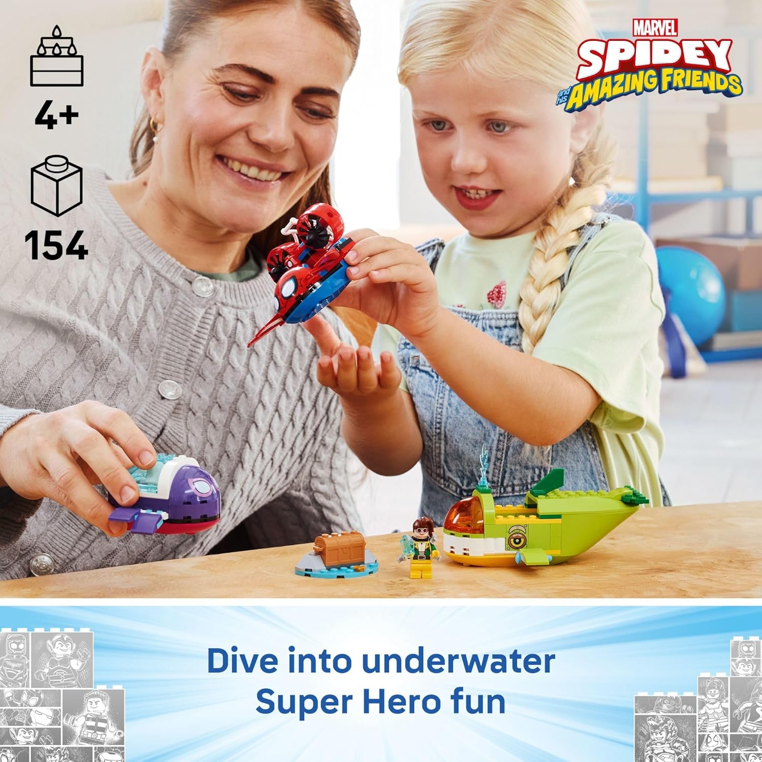 LEGO Marvel Spidey and His Amazing Friends Spidey: Underwater Vehicles Building Toy for Kids - Super Hero Pretend Play Set for Preschool Boys & Girls, Ages 4+ - Gift Idea for Birthdays - 11207
