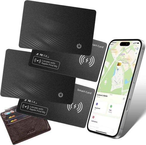 AirTag Card Wallet Tracker Set of 4 - Apple Find My (iOS Only) - 2025 Ultra-Slim 1.8mm Smart Finder, IP67 Locator for Men's Wallets & Luggage Black
