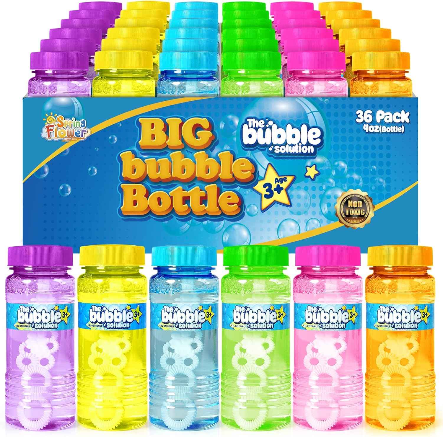 48 Pcs Bubble Bottles with Wand,Bubbles Party Favors for Kids,Summer Toys, Blow Bubbles Solution Novelty Toy, Party Favors, Birthday Party Supplies, Outdoor & Indoor Activity,4oz,6 Colors