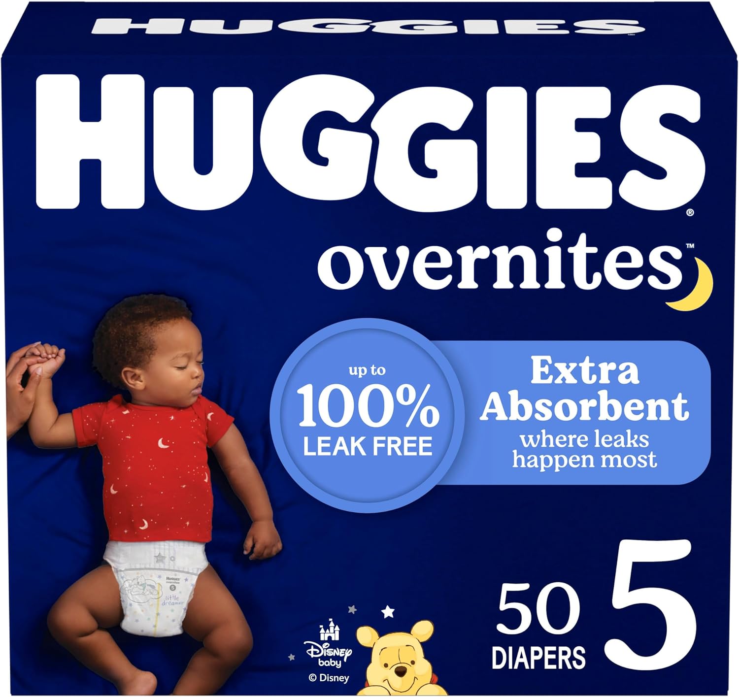 Huggies Overnites Size 5 Overnight Diapers, 50 Ct, 27+ lbs, Disney Designs