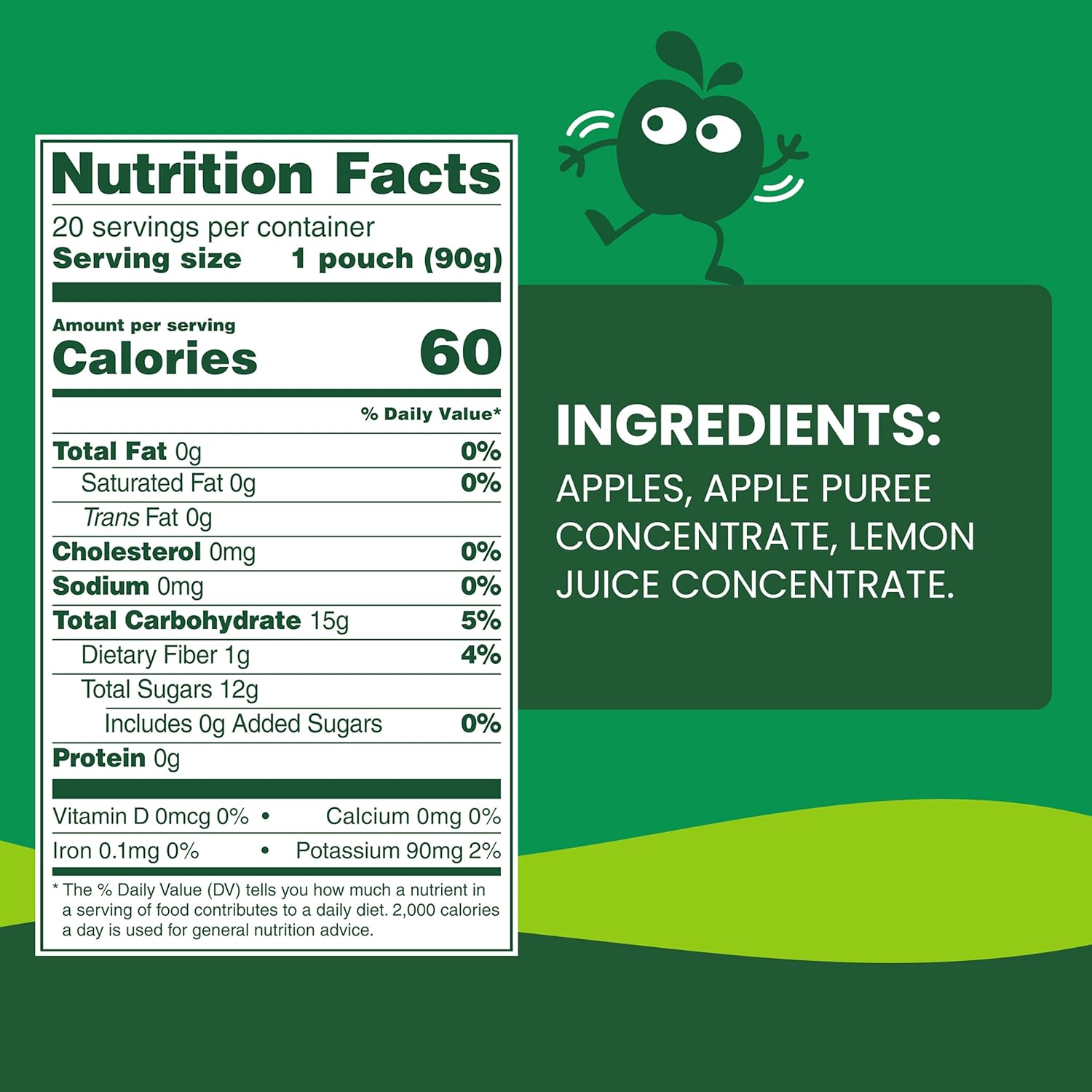 gogo squeeZ fruit on the go, apple apple, 3.2 oz, unsweetened, gluten free, nut free, recloseable, bpa free, pack of 20