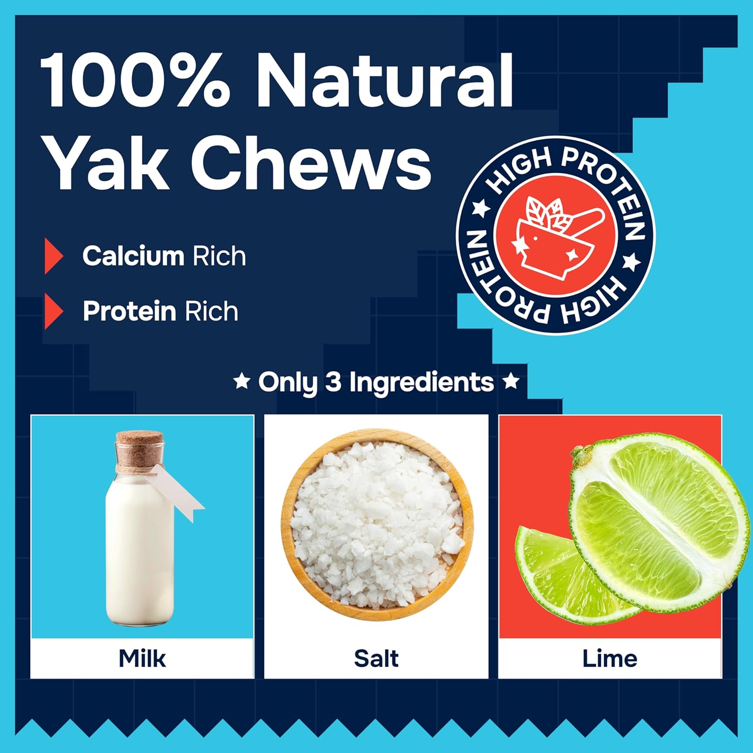 Natural yak cheese Himalayan made dog chews for all breeds, lactose free, dental cleaning for aggressive chewers - small, medium, large