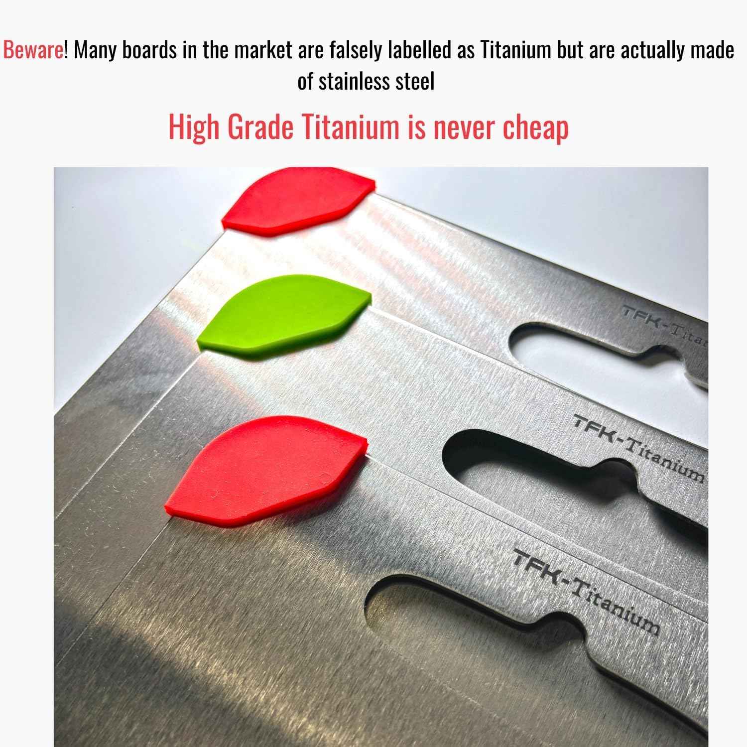 Titanium Cutting Board - 100% Pure Titanium Cutting Boards for Kitchen, Non toxic, Dishwasher safe and with Non slip silicon pads for stable and water resistance cutting (Large)