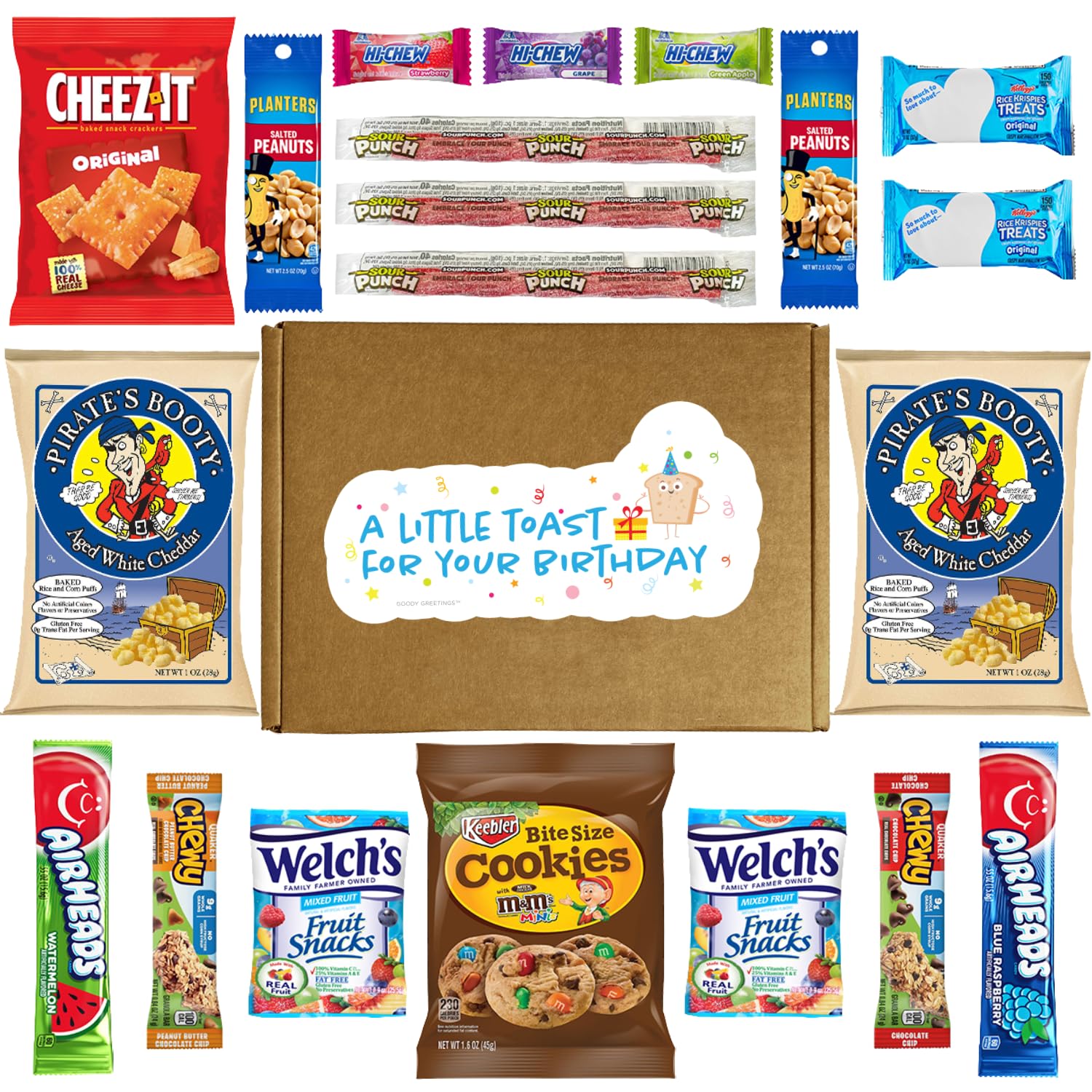 Hangry Kit birthday snack box - 20ct happy birthday care package with party variety box and funny 1