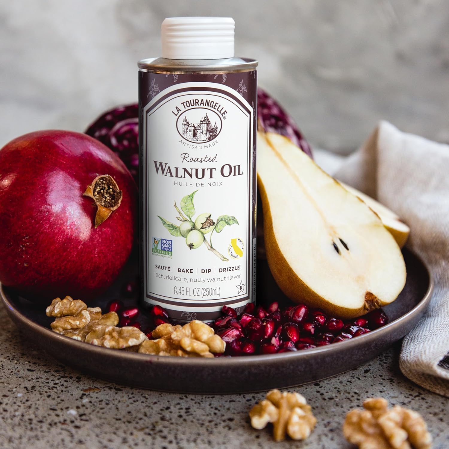 la tourangelle roasted walnut oil 16.9 fl oz plant-based omega-3 cooking baking beauty