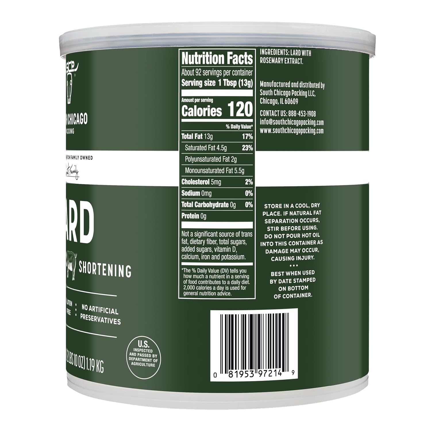 south chicago packing traditional lard shortening 42 ounce specialty baking fat