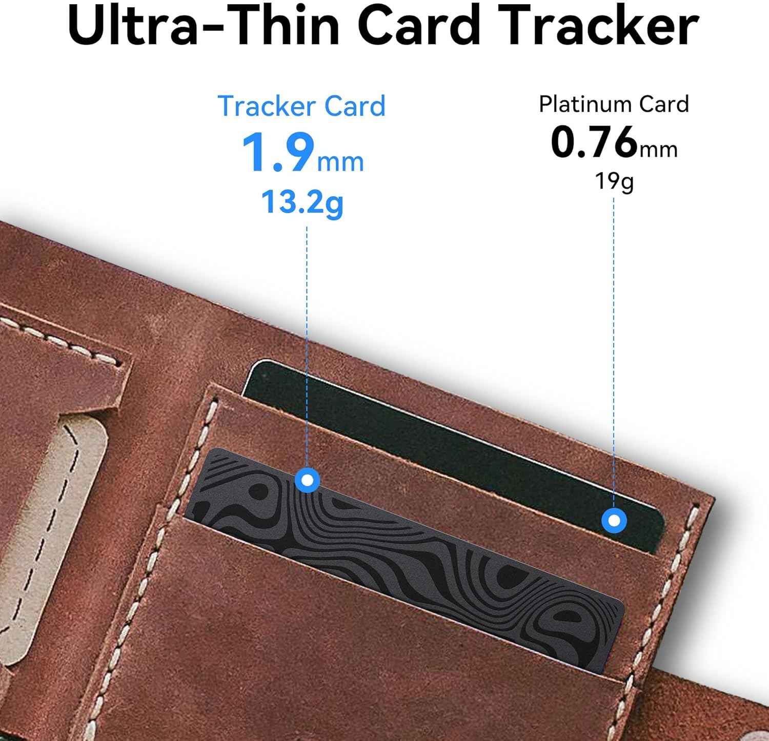 4Pack Wallet Tracker Card, for Airtag Wallet Bluetooth Tracker Smart Finder for Apple Air tag Find My[Apple MFi Certified] (iOS Only) IP68 Waterproof, Item Locator for Bags,Luggage,Passport, ID
