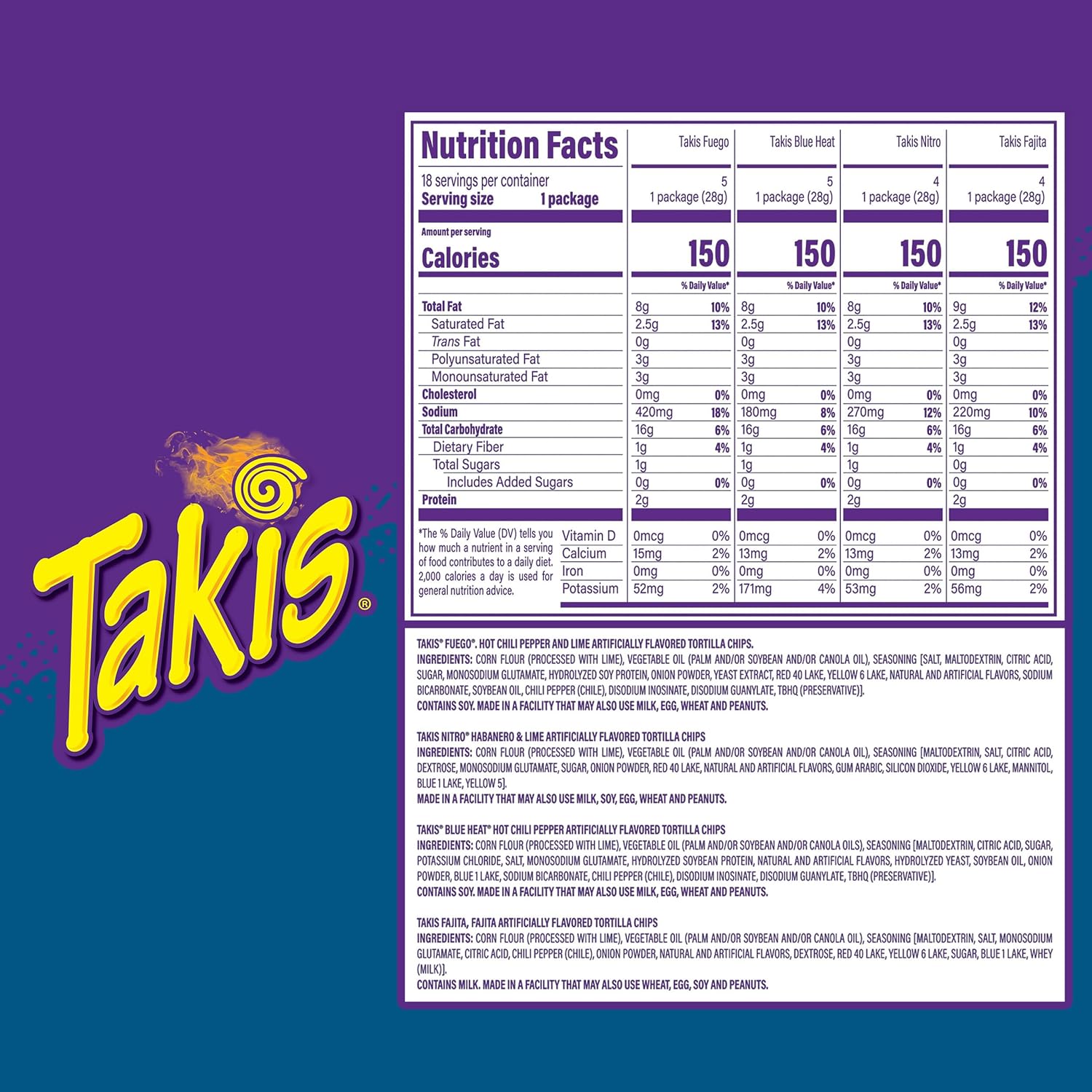 takis 18 pc variety pack assorted flavored rolled tortilla chips in 1 oz bags
