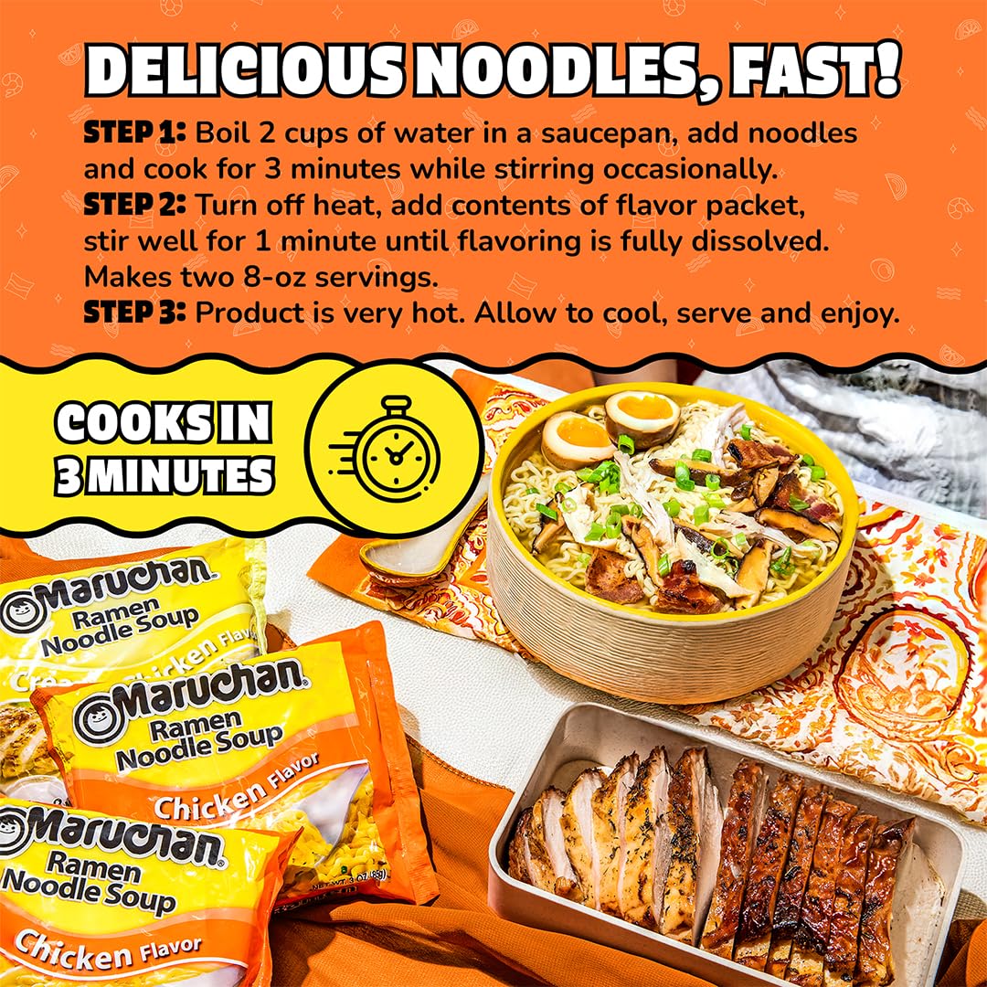 Maruchan Chicken Instant Ramen Noodles 3 Oz 24 Count Ready to Eat Meals