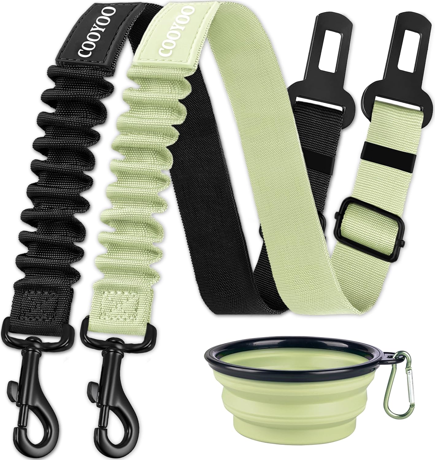 cooyoo dog seat belt 3 piece set adjustable nylon pet safety harness heavy duty elastic