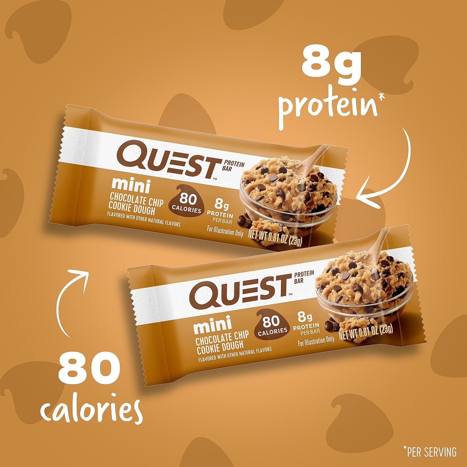 quest nutrition mini chocolate chip cookie dough protein bars 1g sugar 8g protein gluten free 14 count