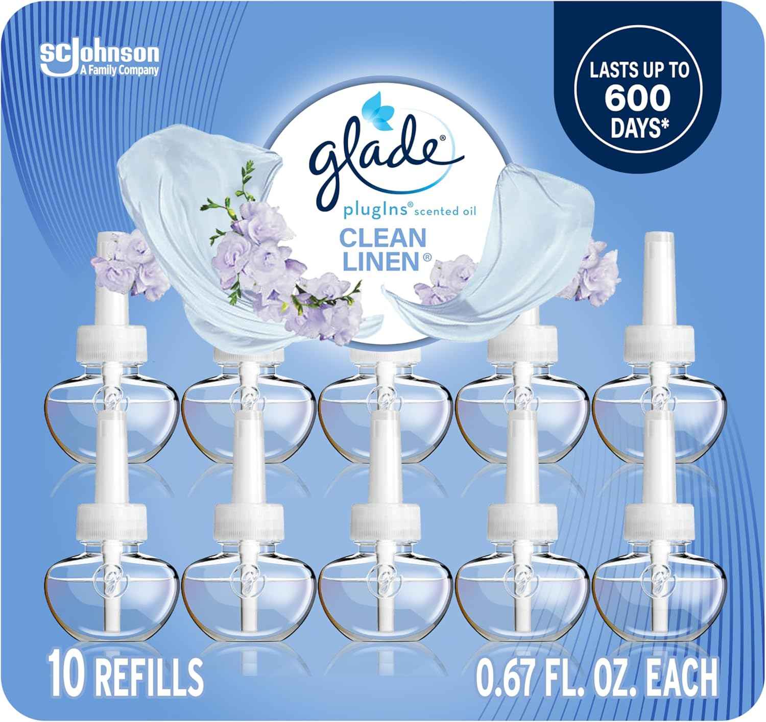 Glade PlugIns Refills Air Freshener, Scented and Essential Oils for Home and Bathroom, Hawaiian Breeze, 6.7 Fl Oz, 10 Count