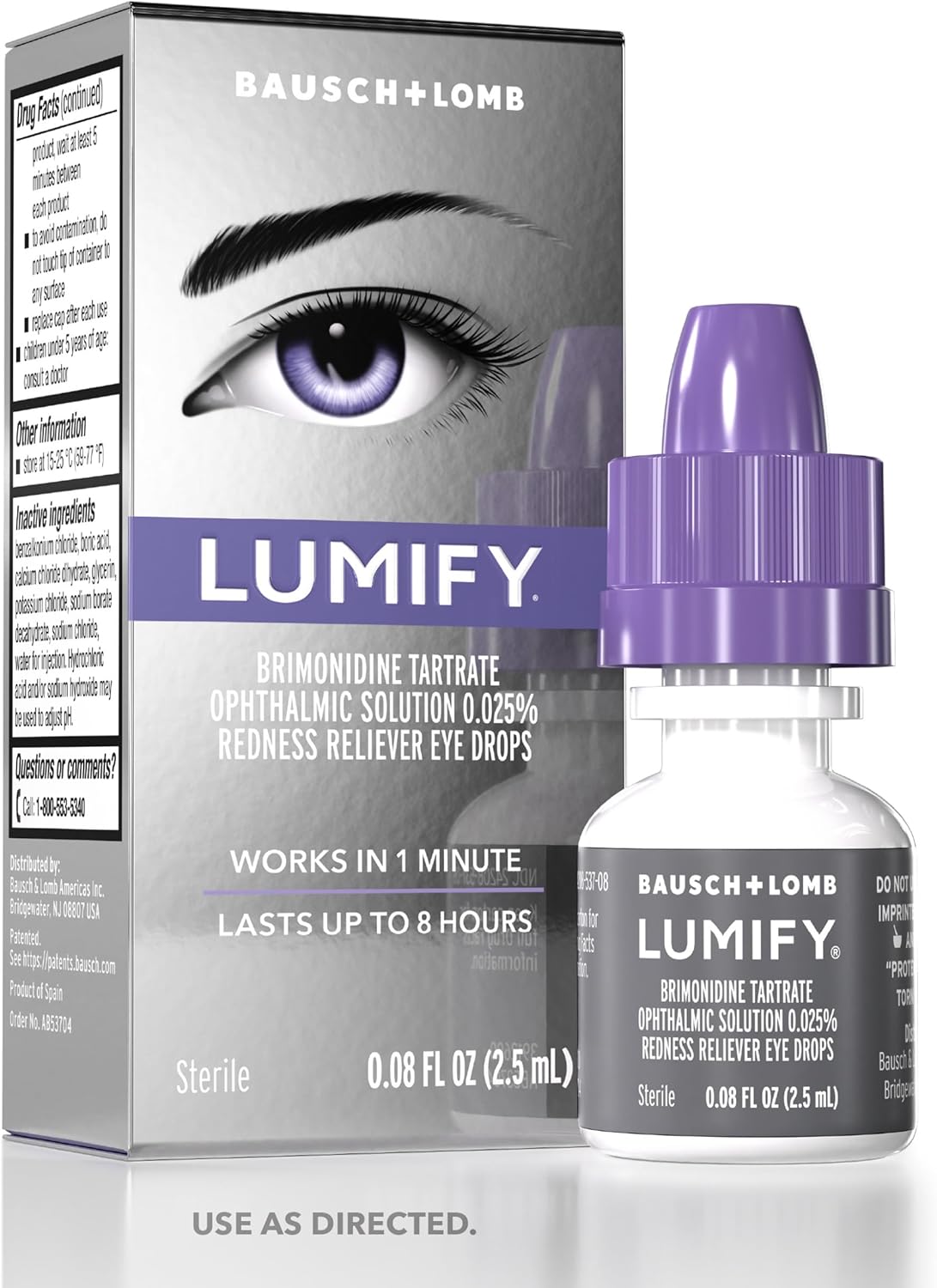 Lumify eye drops for red eyes relief 0.08 fl oz 2.5ml fda approved