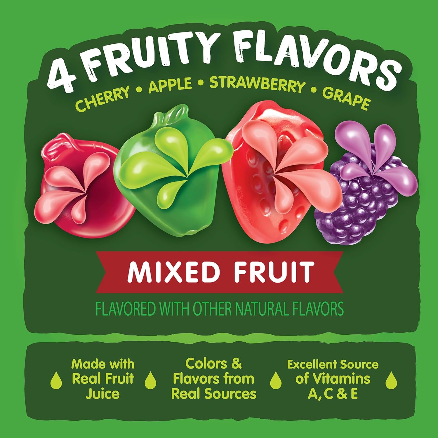 Black Forest, Juicy Burst, 0.8 oz, 40 ct, Mixed Fruit Flavored Snacks, Real Fruit Juice