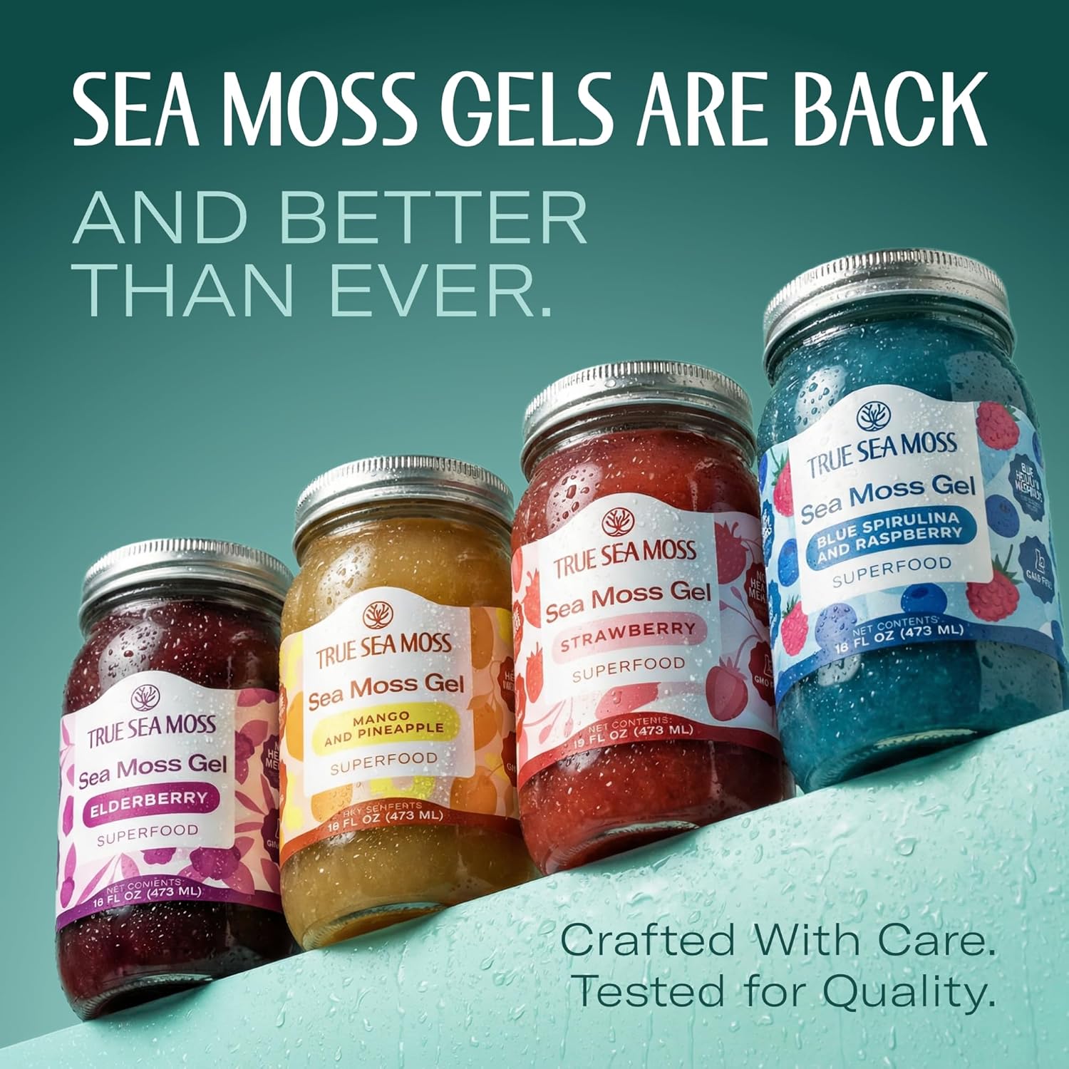 TrueSeaMoss USA-made Sea Moss Gel - Mango/Pineapple, 1 Pack - Wildcrafted Seamoss, Fruits, and Jarred Vegetables