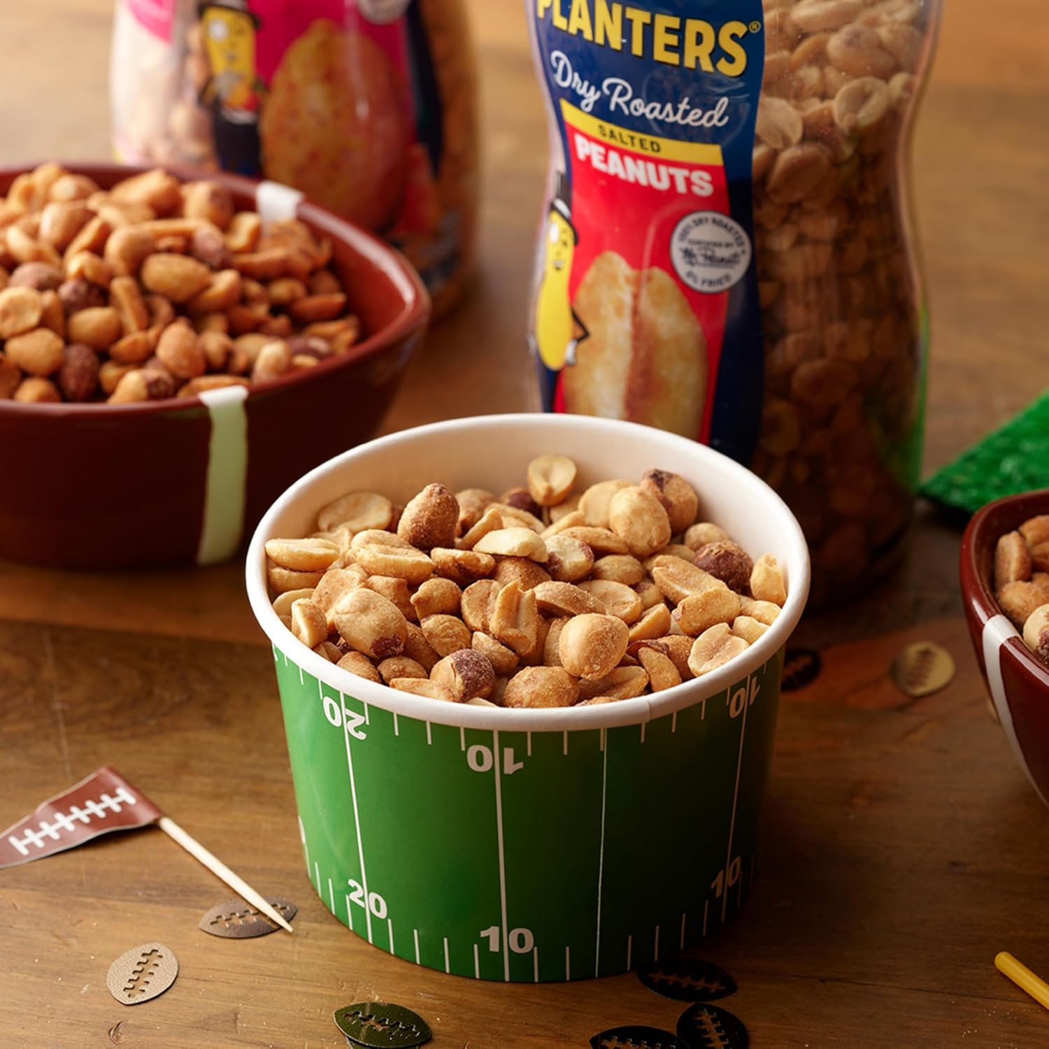 Planters salted peanuts, 16oz dry roasted party snacks with plant-based protein, 1 jar