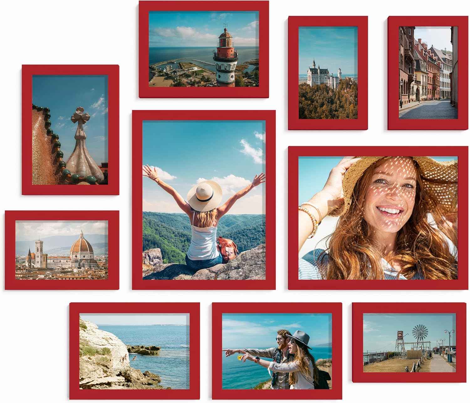 Vittanly 10 Pack Picture Frames Collage Wall Decor, Gallery Wall Frame Set for Wall or Tabletop Display, Engineered Wood and Shatter-resistant Plexiglass, Multi Sizes with 8x10, 5x7, 4x6 Frames, Black