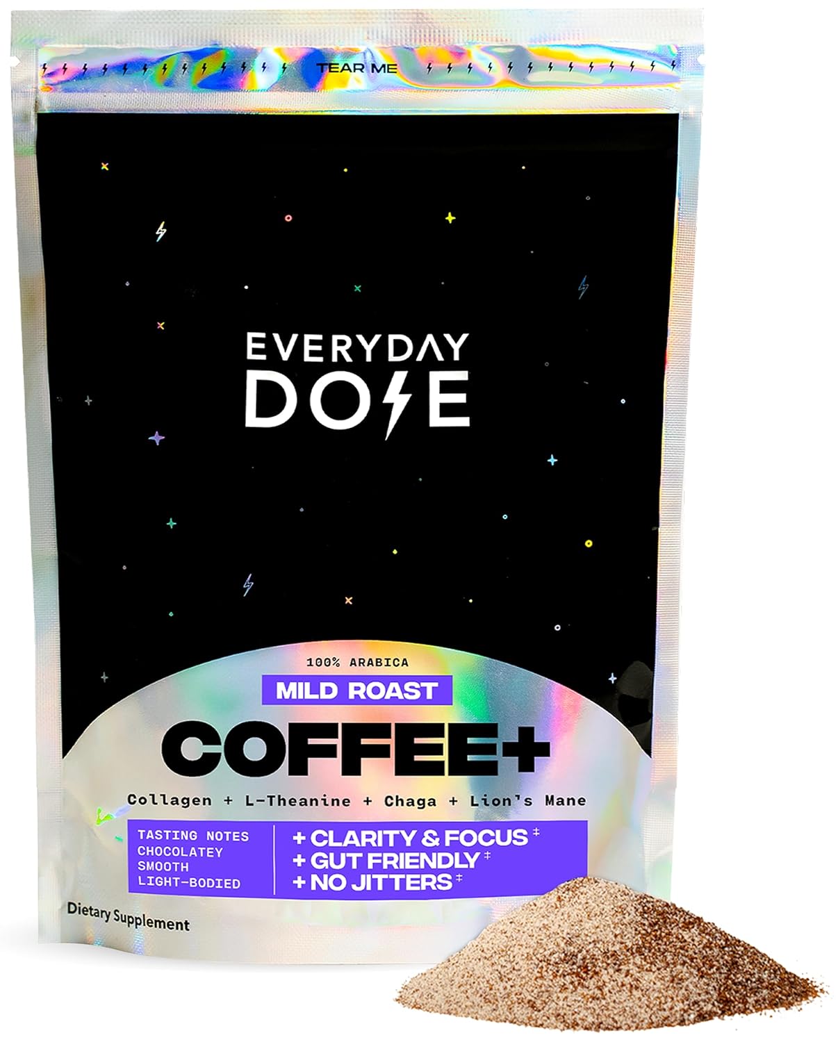 everyday dose premium adaptogenic mushroom coffee with grass-fed collagen 30 servings