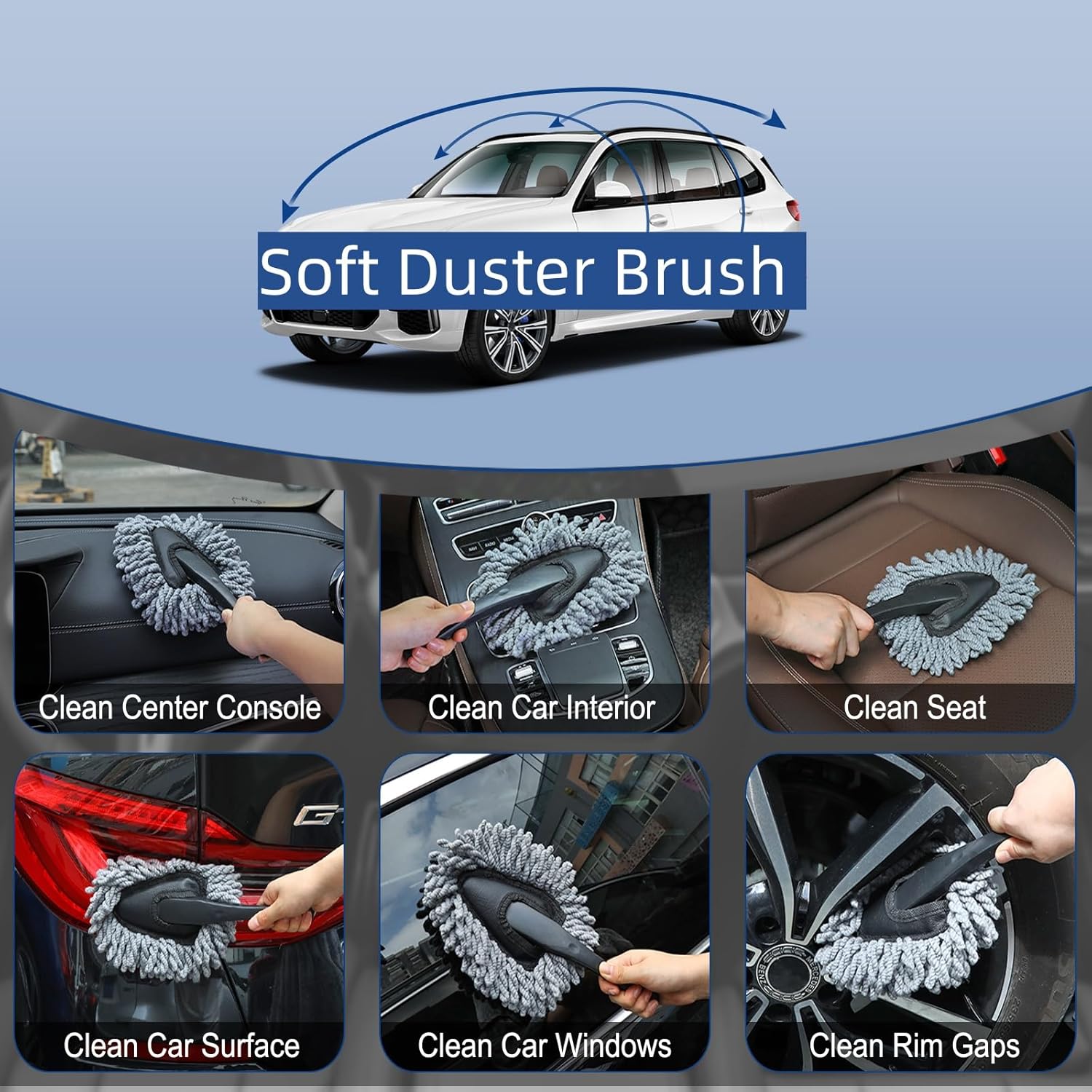 Car Interior Duster Detail Brush Cleaning Gel Kit with Soft Dash Vent Dusting Slime Putty Detailing Brushes for Auto, Truck, SUV, RV