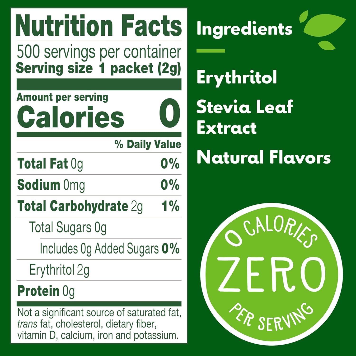 Truvia Original Calorie-Free Stevia Leaf Sweetener Packets, 500 Count, 35.25 oz Box, Zero-Calorie, Non-GMO, Gluten-Free
