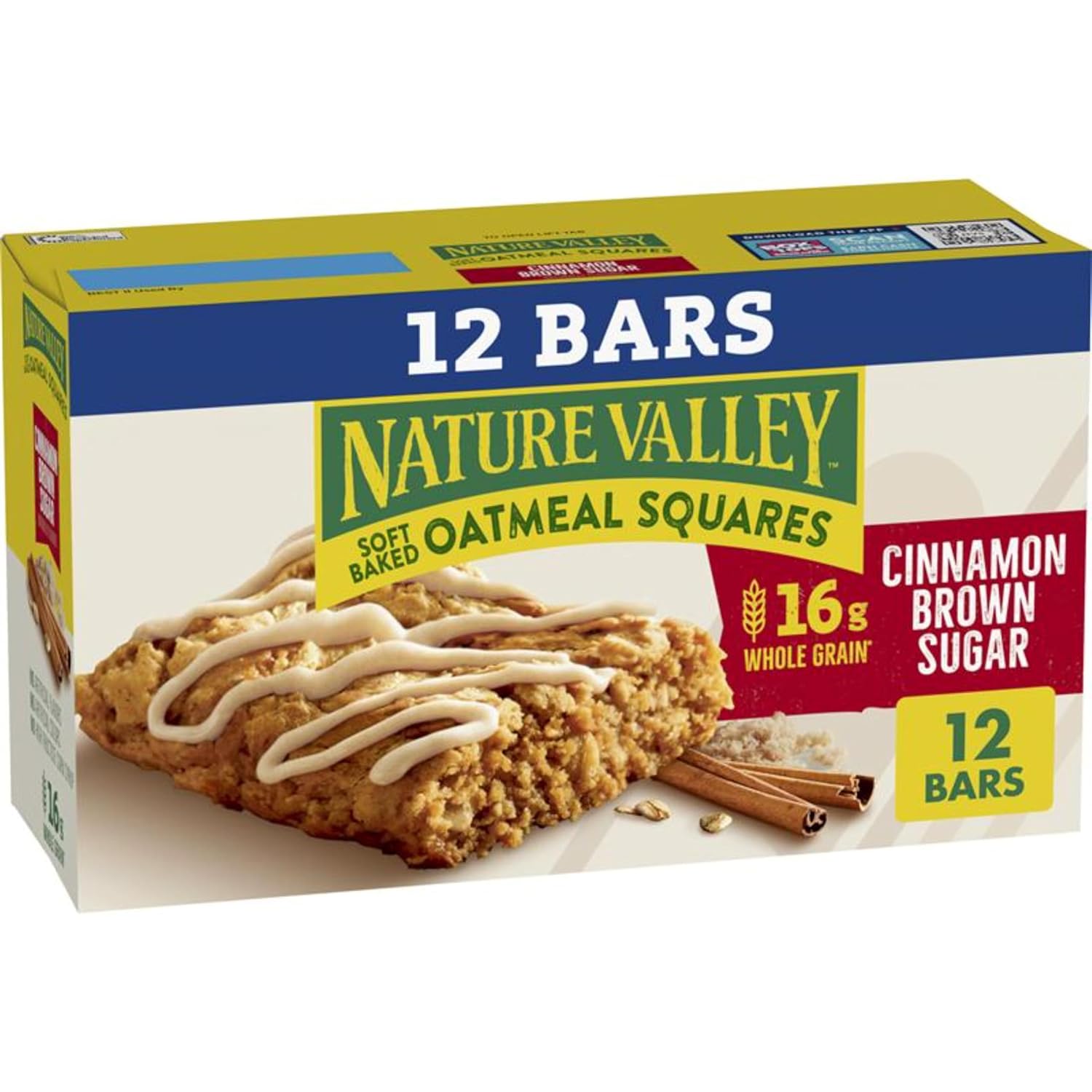 Nature Valley Soft Baked Oatmeal Squares, Cinnamon Brown Sugar, 12 Bars, 14.88 oz, Wholesome Snack
