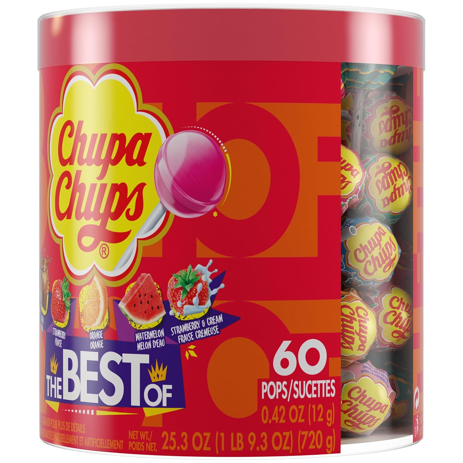 Chupa Chups 'Best Of' Lollipop Assortment, 5 Flavors, Individually Wrapped for Kids and Parties