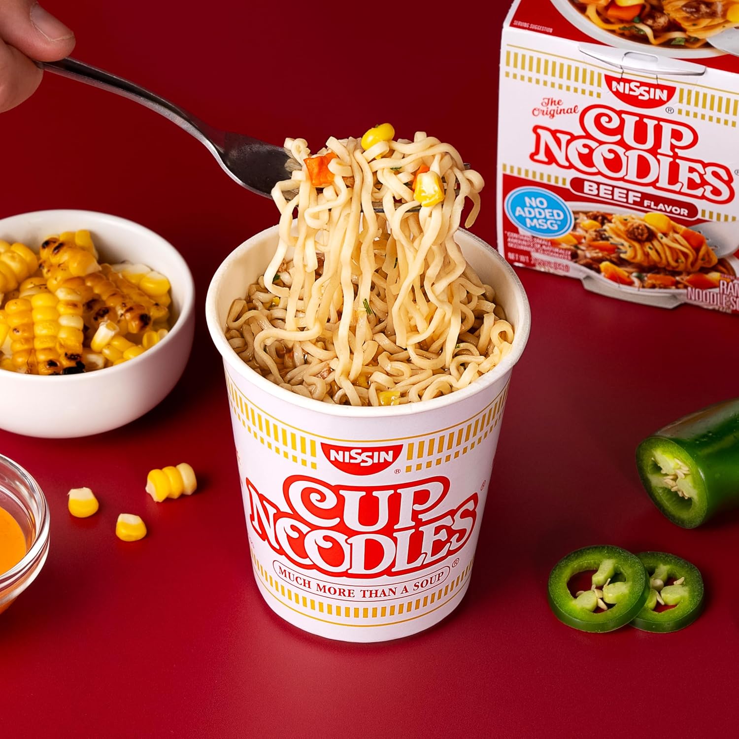 nissin cup noodles beef flavor microwaveable paper cups instant ramen pack of 12
