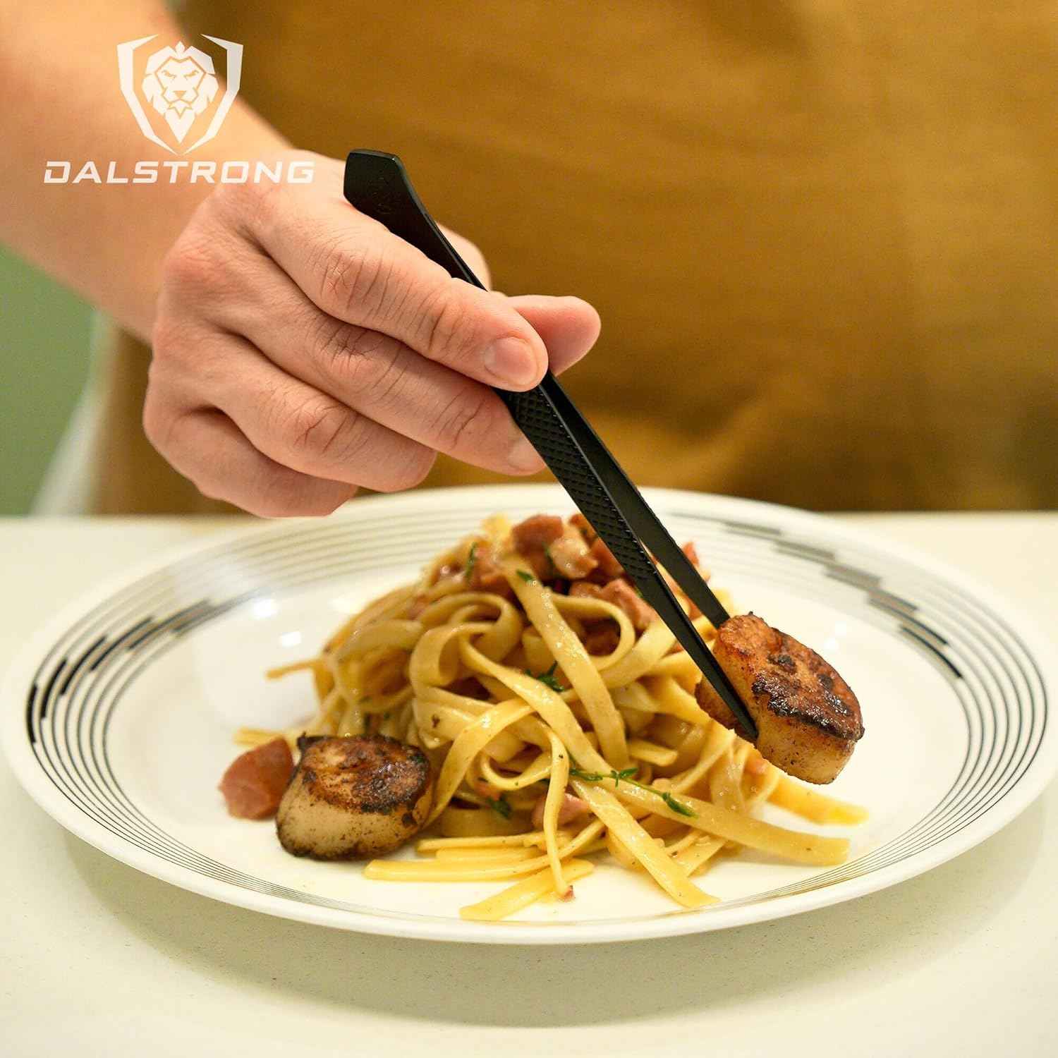 Dalstrong Professional Food Tweezers-Giftable 4pc Set-6.5"-High-Precision Tweezer Tongs-Black Titanium Coating-Plating, Multi-use-304 Stainless Steel-Culinary Fine Use-Metal Kitchen Tongs