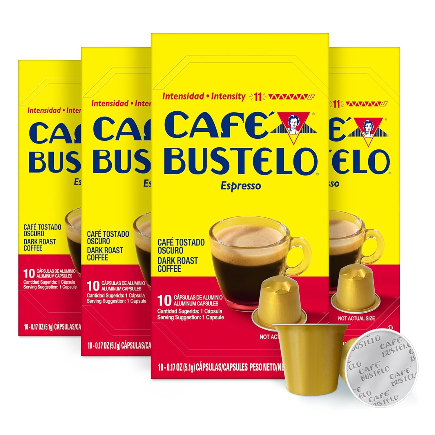 Café Bustelo dark roast espresso capsules, 40 count, Nespresso Original Line compatible, intensive flavor