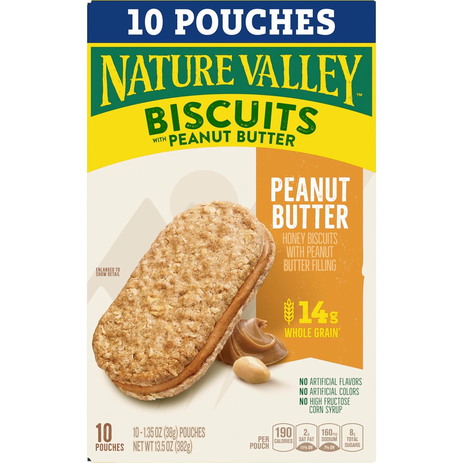 Nature Valley biscuit sandwiches peanut butter snack bars 10 bars 13.5 oz