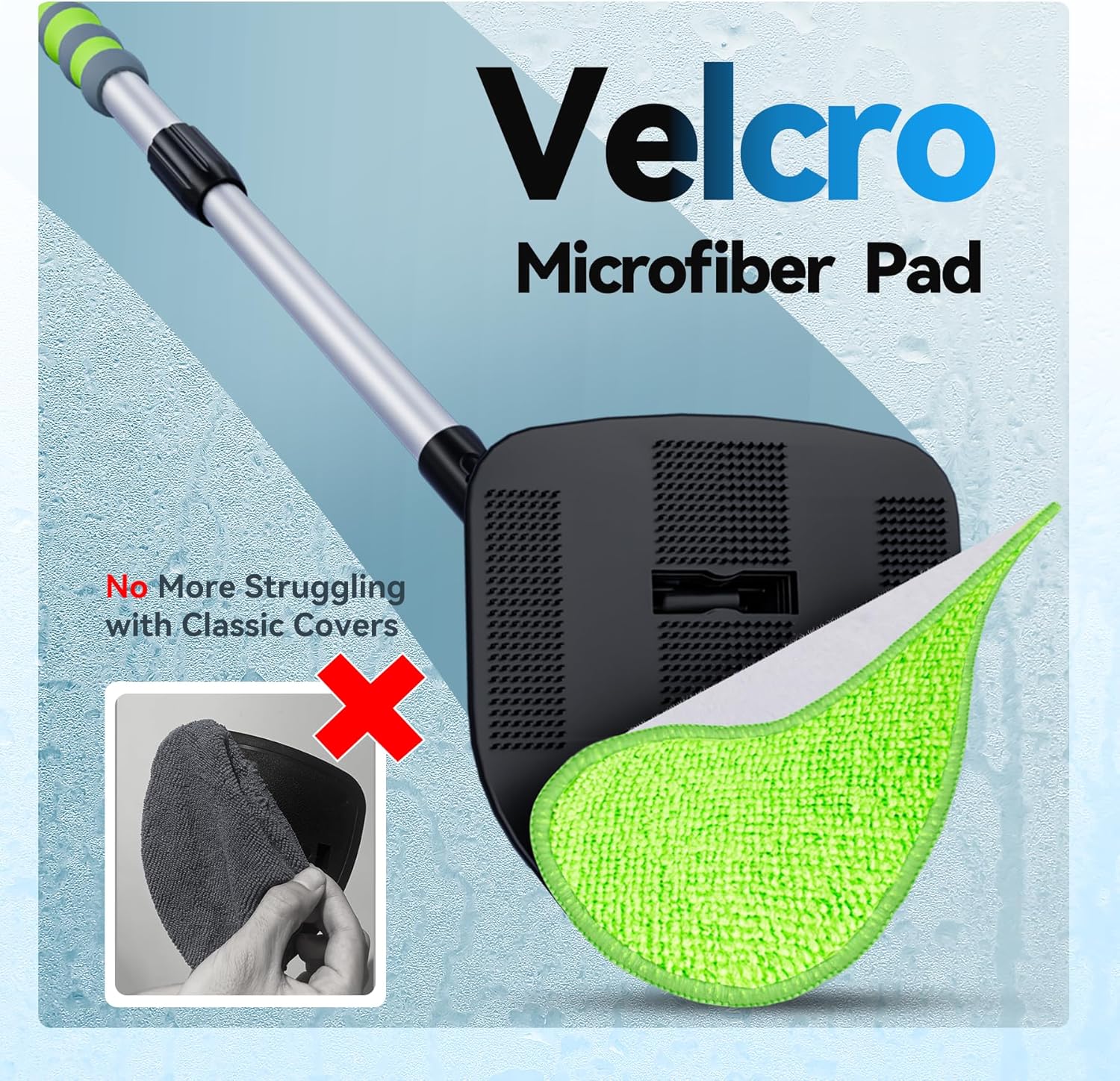 xin dell extendable windshield cleaner for car with pivot head and reusable microfiber pads