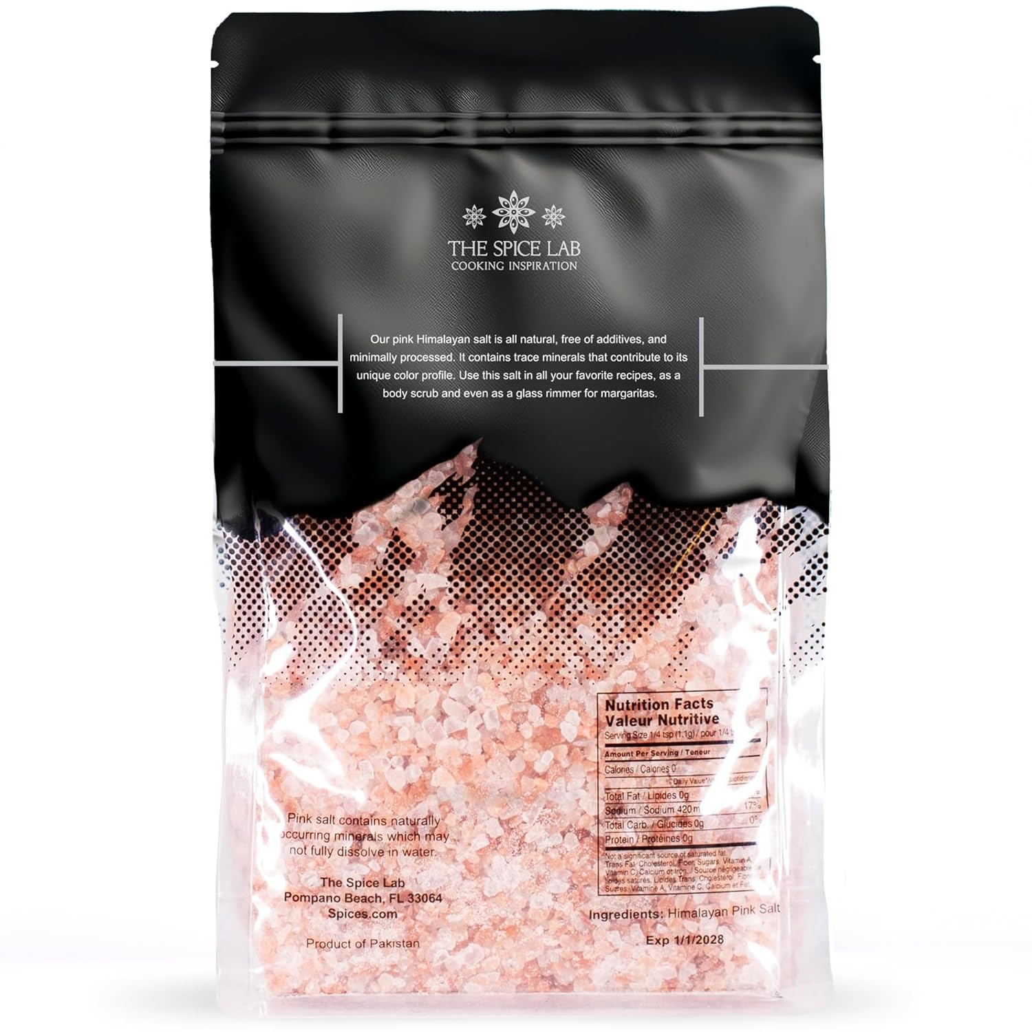 the spice lab 2.2lb pink himalayan salt coarse grain 1 kilo natural certified kosher non-gmo gluten-free refill