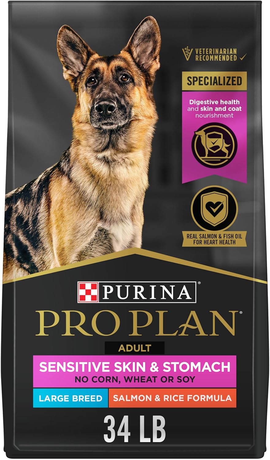 Purina pro plan sensitive skin and stomach large breed salmon and rice dog food 34 lb bag