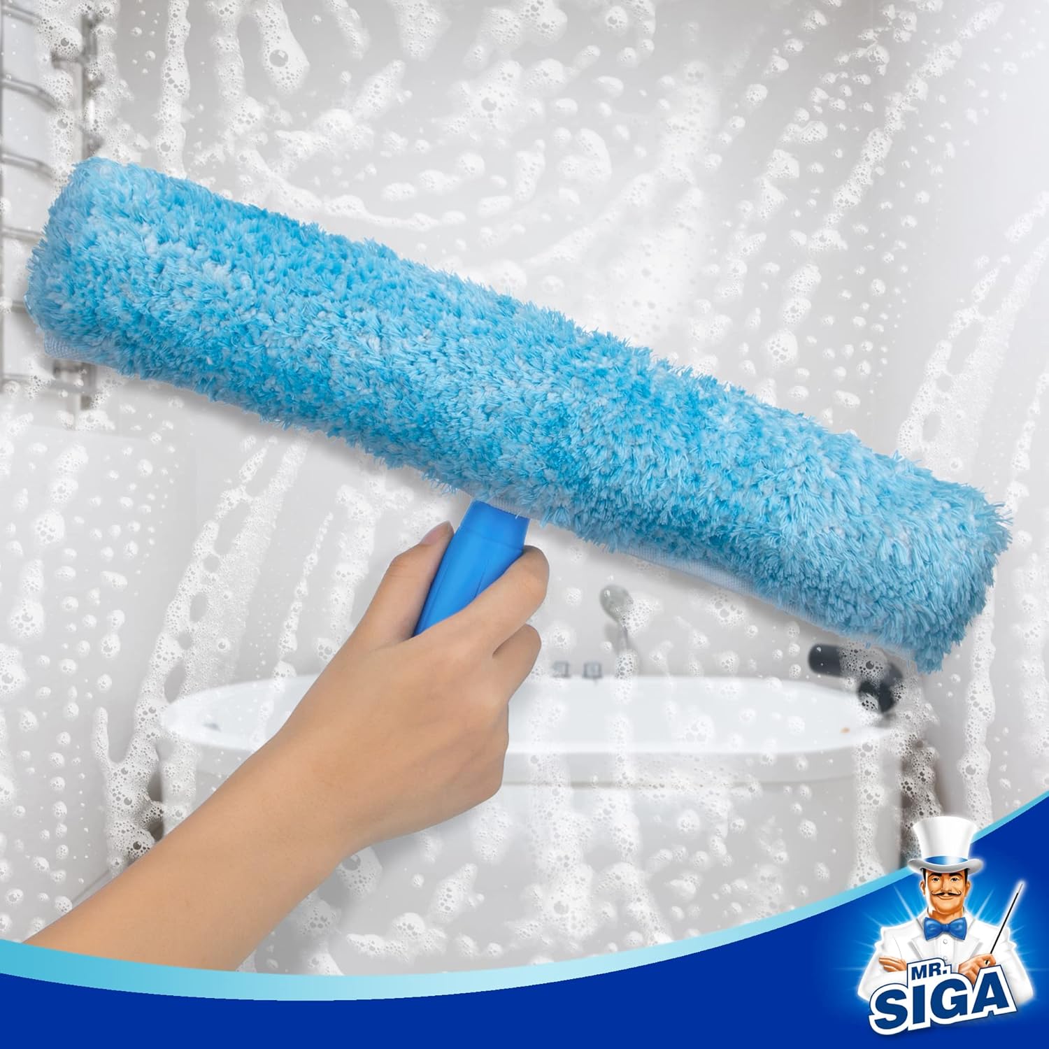 Mysa Professional 14-Inch Window Cleaning Combo, Squeegee & Microfiber Scrubber with Aluminum Clip and Durable Rubber Blade