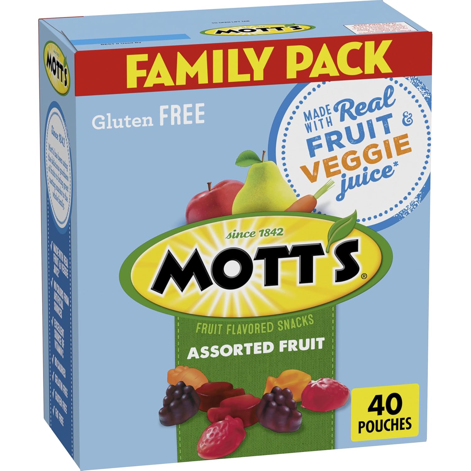 Mott's assorted fruit flavored snacks, gluten-free, family pack, 40-count, 32 oz