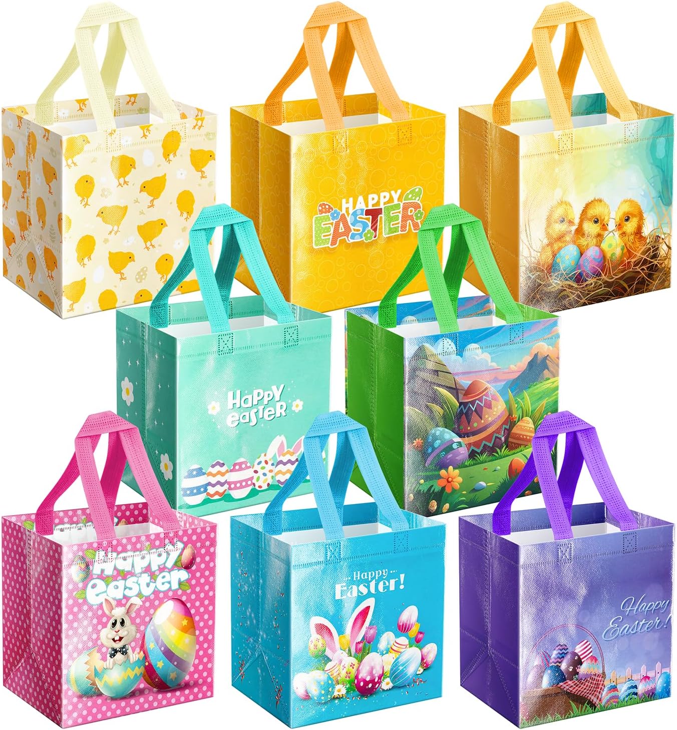 ysmile non-woven easter gift bags for kids reusable treat bags 8 pack small egg hunt basket