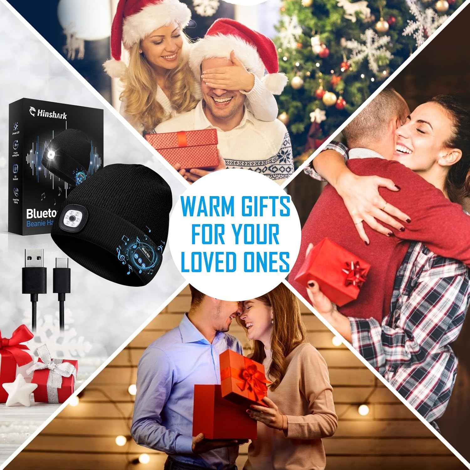 Gifts for Men, LED Bluetooth Beanie Hat, Valentines Day Gifts for Him, Anniversary Birthday Gift for Men Dad Him Husband Grandpa, Mens Valentines Gift for Camping Hiking Accessories Cool Gadgets