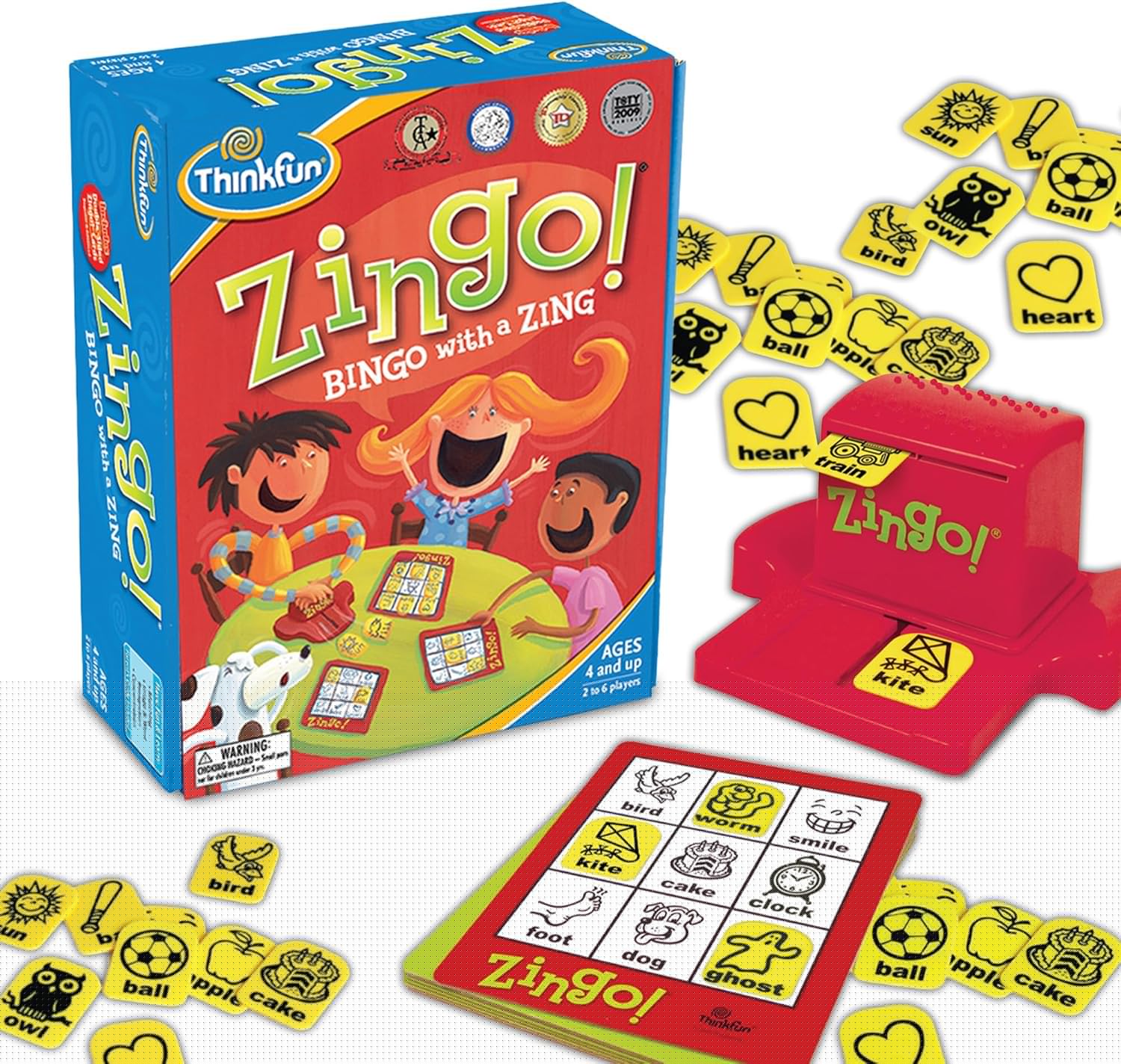 ThinkFun Zingo Bingo Award Winning Preschool Game for Pre-Readers and Early Readers Age 4 and Up - One of the Most Popular Board Games for Boys and Girls and their Parents (97700)