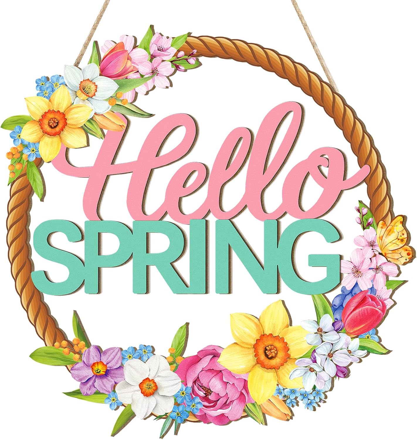wooden easter decoration door wreath hollow bunny sign spring decoration wall decor