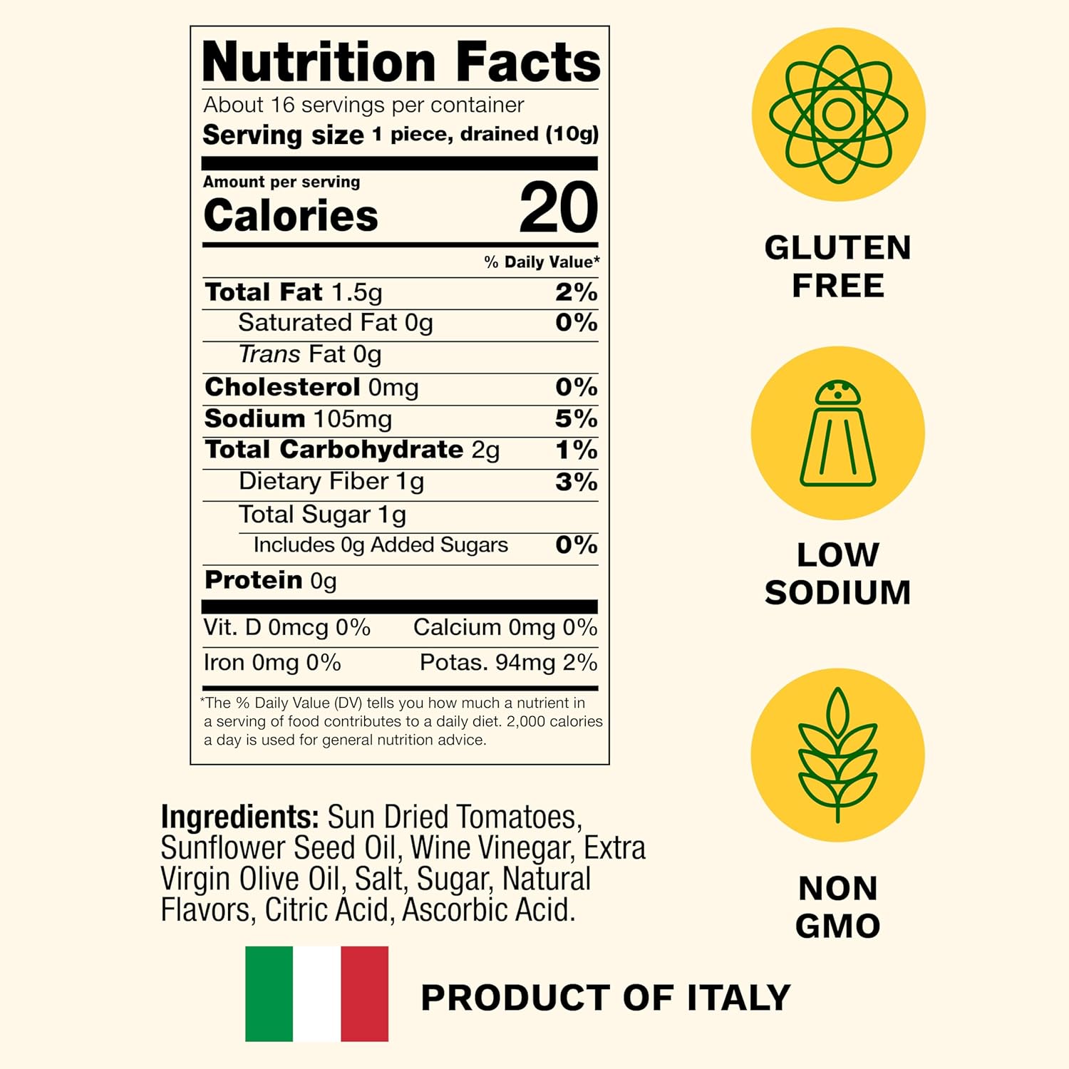 cento chefs sun dried tomatoes in oil & spices, gluten-free, non-gmo, low sodium italian tomatoes, 10 ounce jar