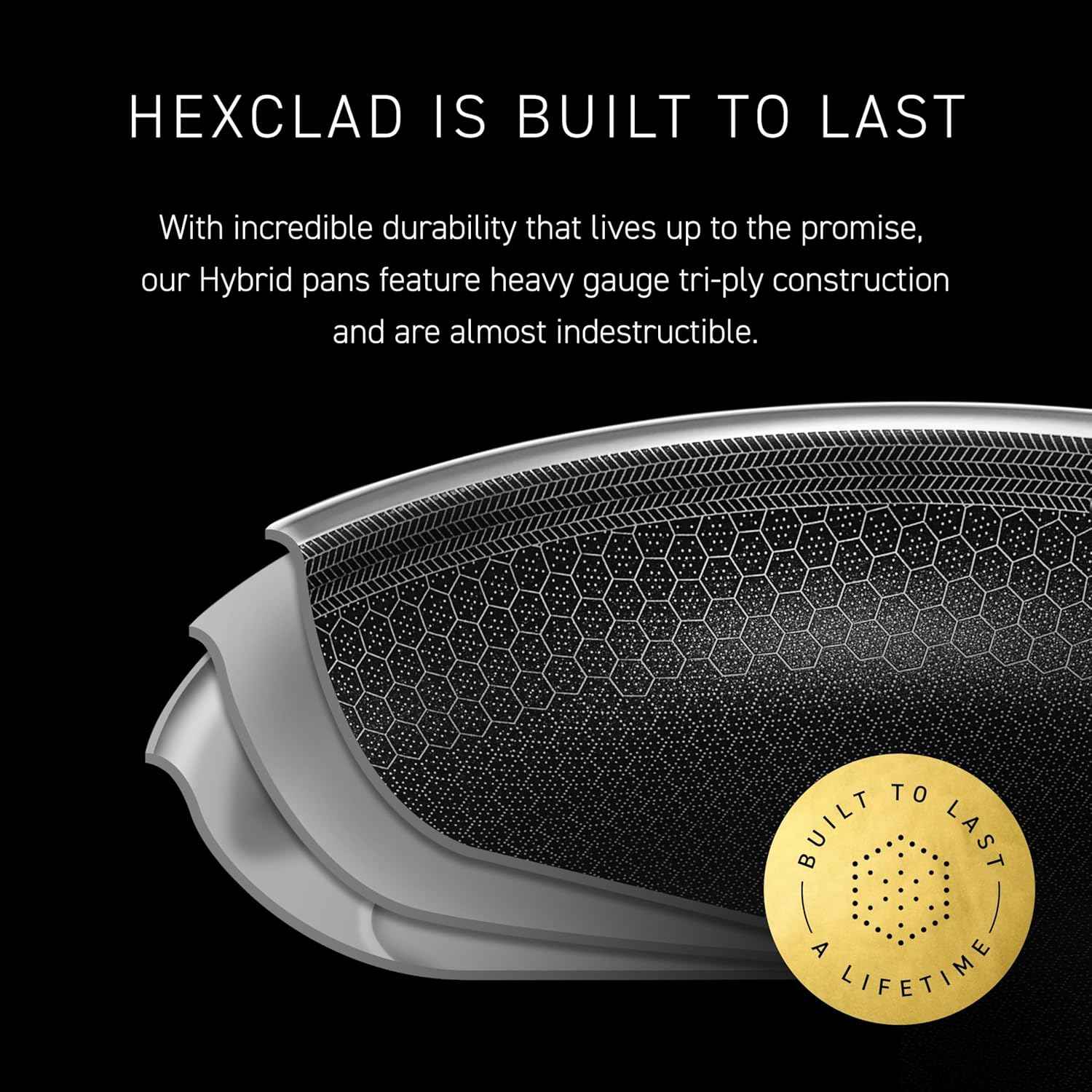 HexClad Hybrid Nonstick 8-Inch Frying Pan with Tempered Glass Lid, Stay-Cool Handle, Dishwasher-Friendly, Oven-Safe Up to 900°F, Induction Ready, Compatible with All Cooktops
