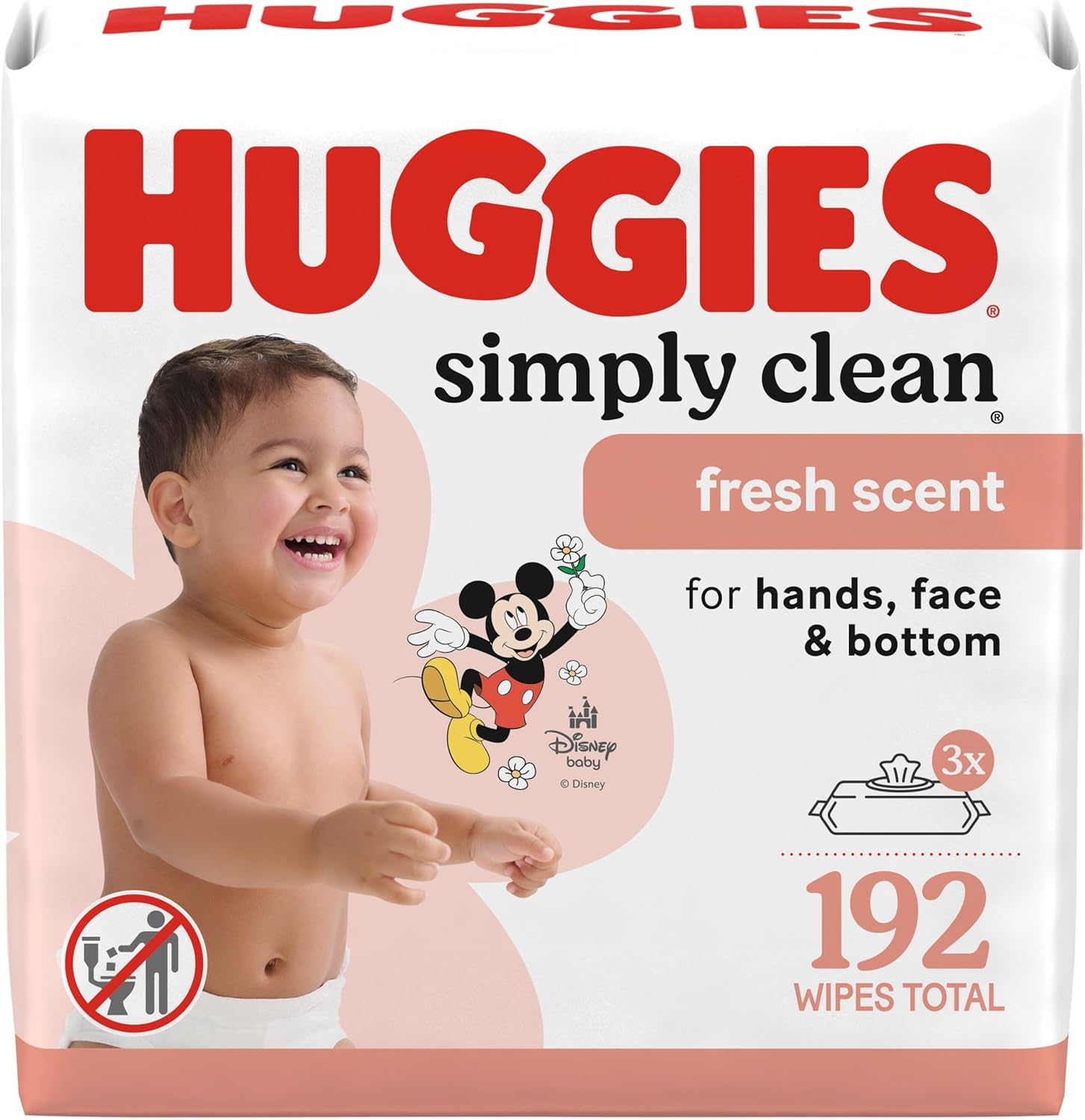 huggies simply clean fresh scent baby wipes, 3 flip-top packs of 64 (192 wipes total) - 3 x 64 count