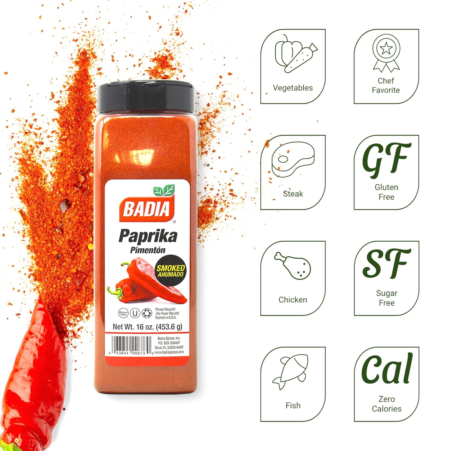badia smoked paprika 16 oz rich smoky flavor all natural cooking seasoning