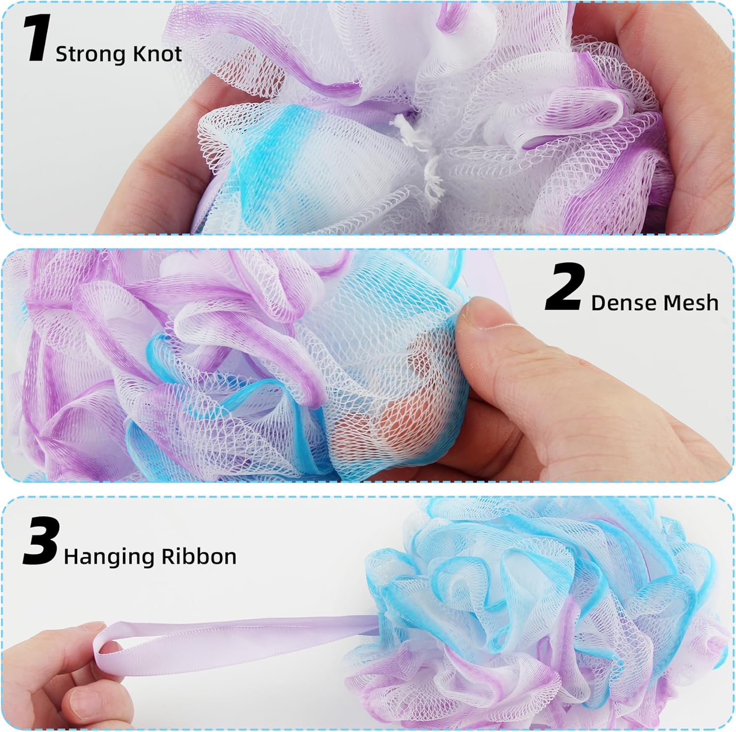 chuya bath sponges loofahs 70 grams large size, 4 pack shower sponge exfoliating cleaning bath loofa body scrubber balls